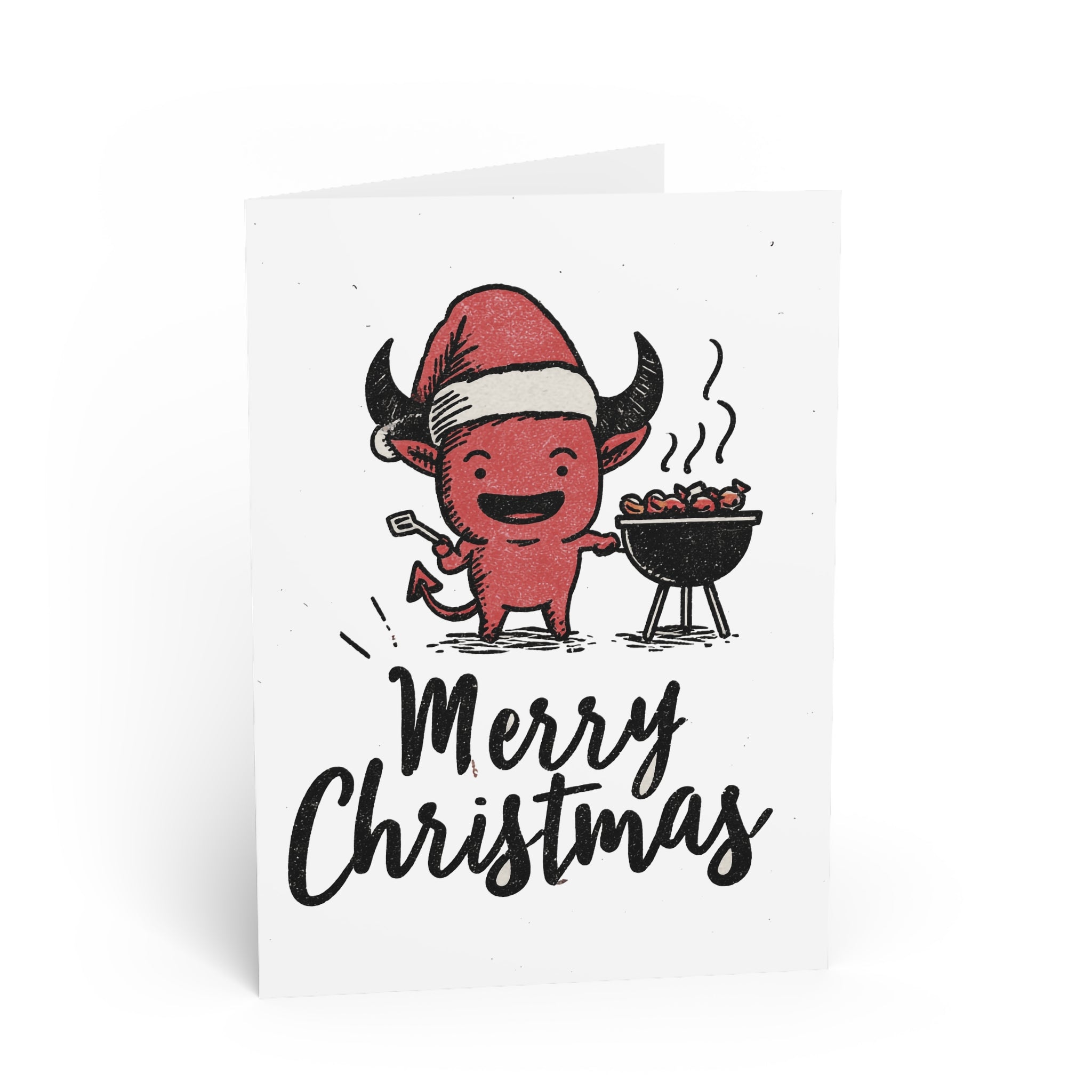 Devilish Christmas BBQ: Festive Imp Grilling, Vintage Cartoon Style, Mischievous Holiday Humor | Custom Orders Accepted