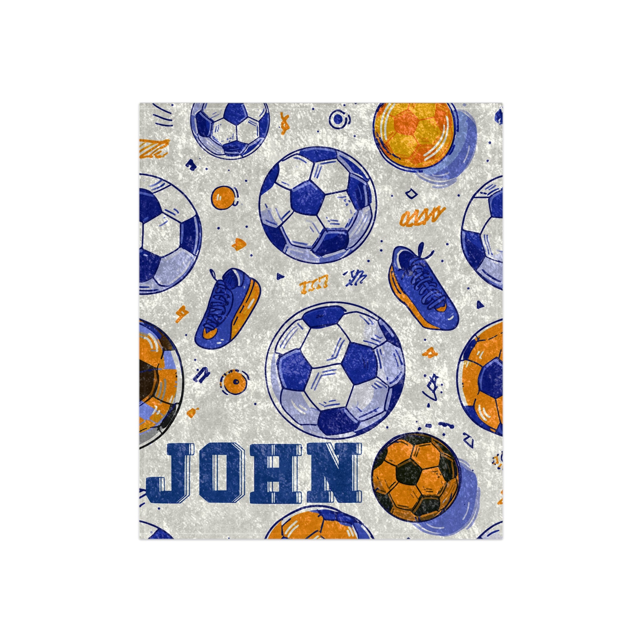 Personalized Soccer Velveteen Blanket for Kids — Crushed Velvet Football Throw