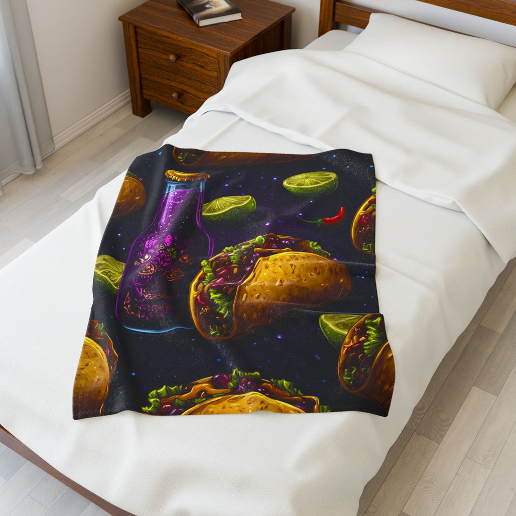 Cosmic Tacos Quilt Doona Duvet Cover : Culinary Space Odyssey, Mexican Night Feast   |   Custom Orders Accepted