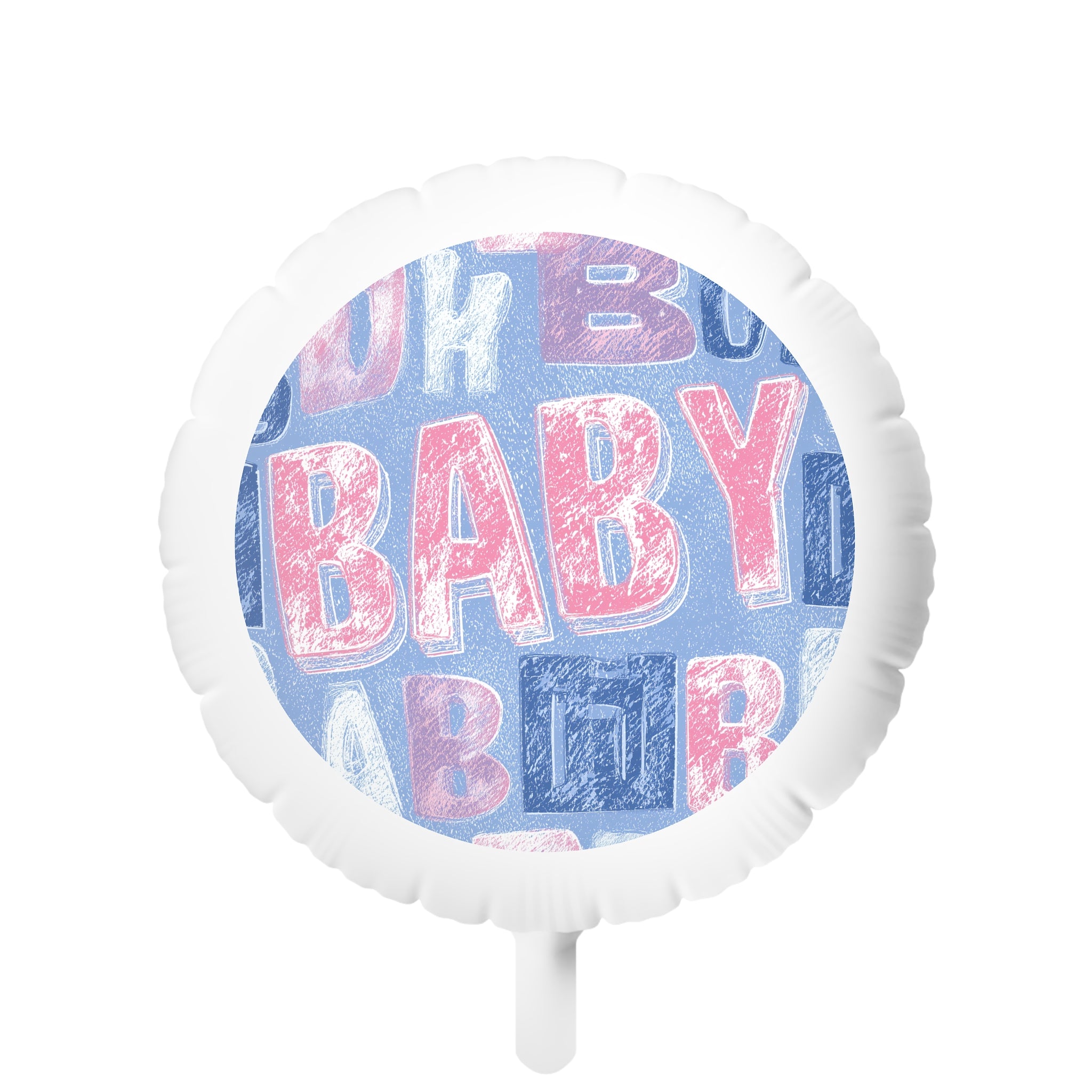 Baby Gender Reveal Mylar Balloon — 'BABY' Pink & Blue Patterned Helium Balloon