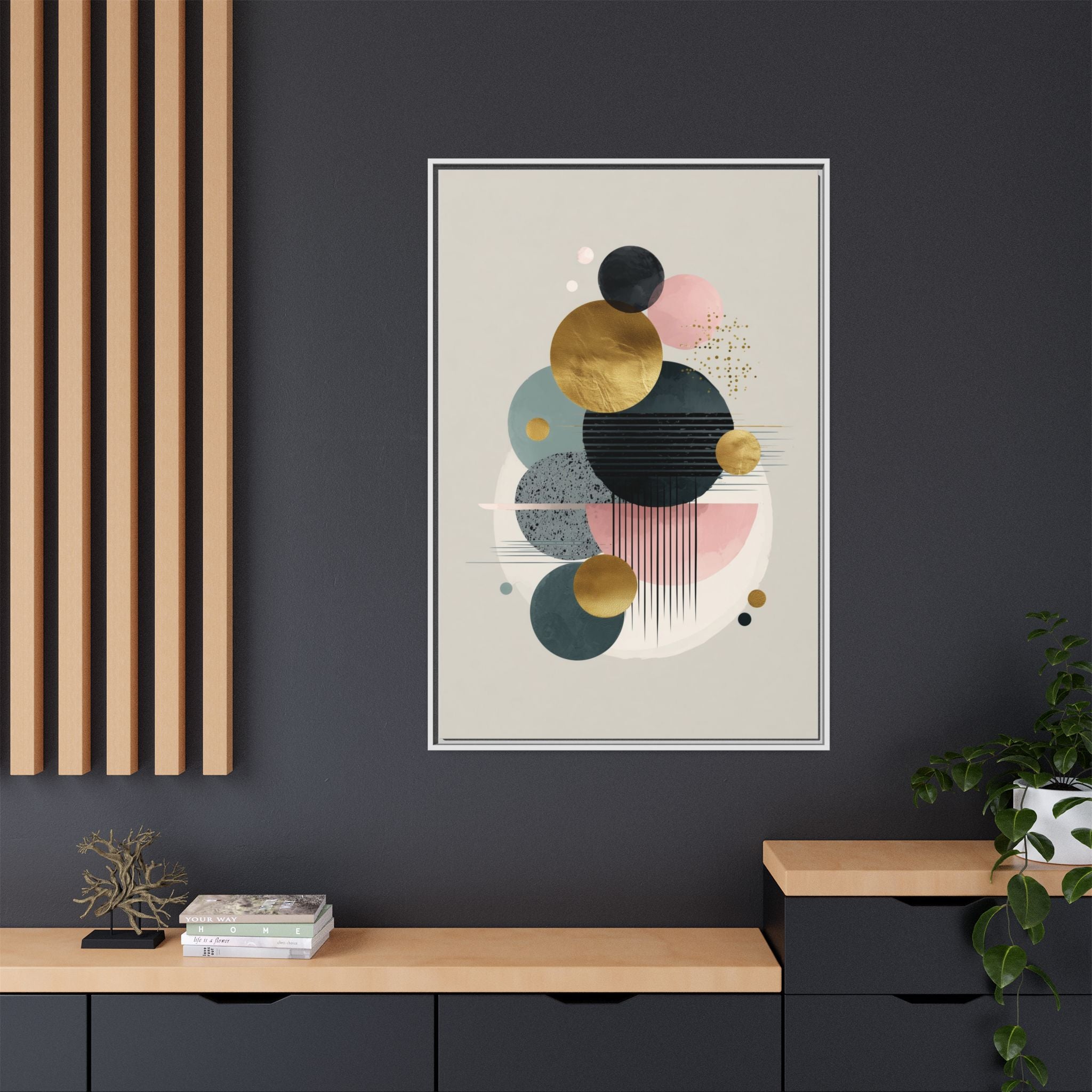 Geometric Harmony: Intersecting Circles, Mid-Century Modern Design, Abstract Metallic Composition   |   Custom Orders Accepted
