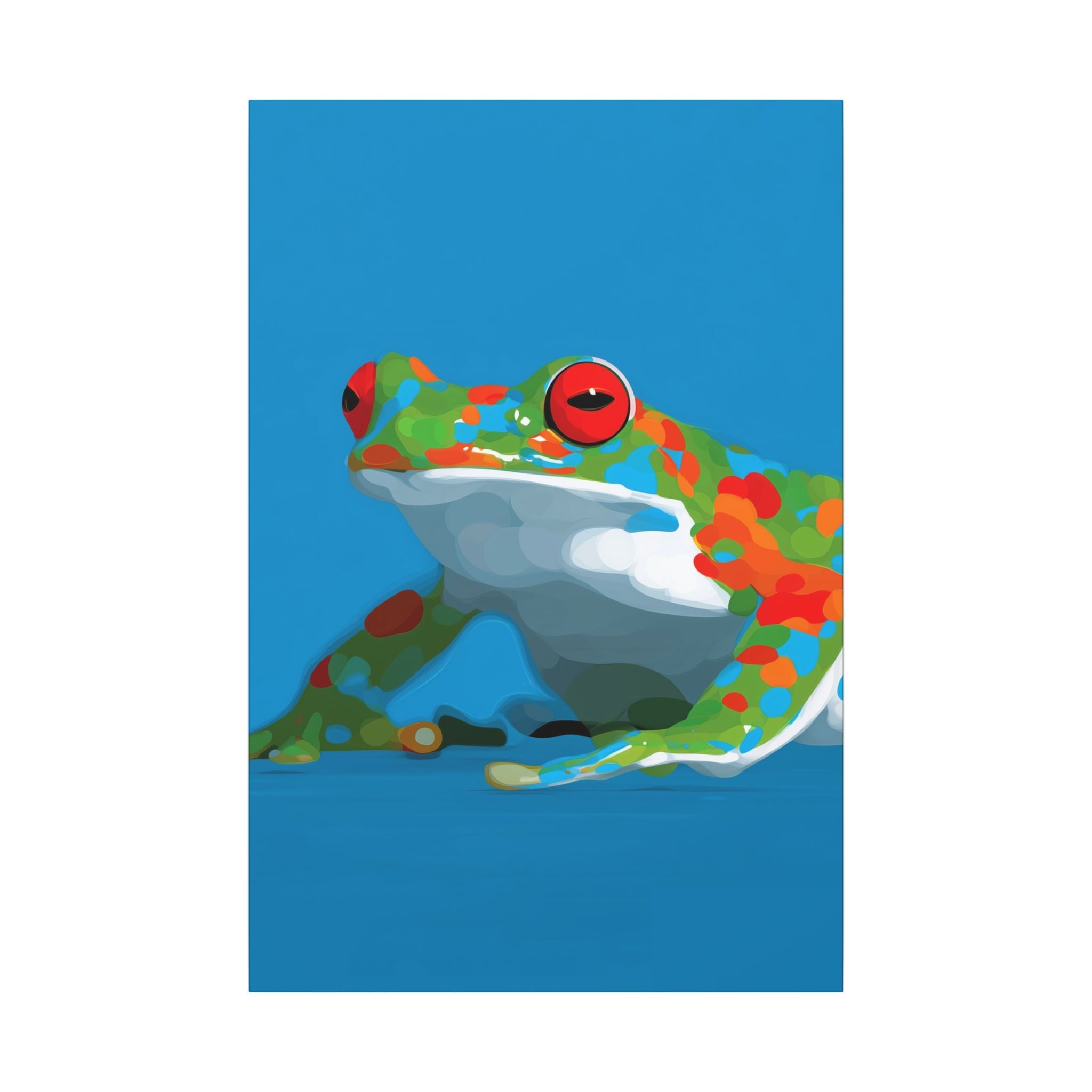Chromatic Amphibian: Geometric Frog Portrait, Digital Illustration in Bold Color Blocks   |    Custom Orders Available