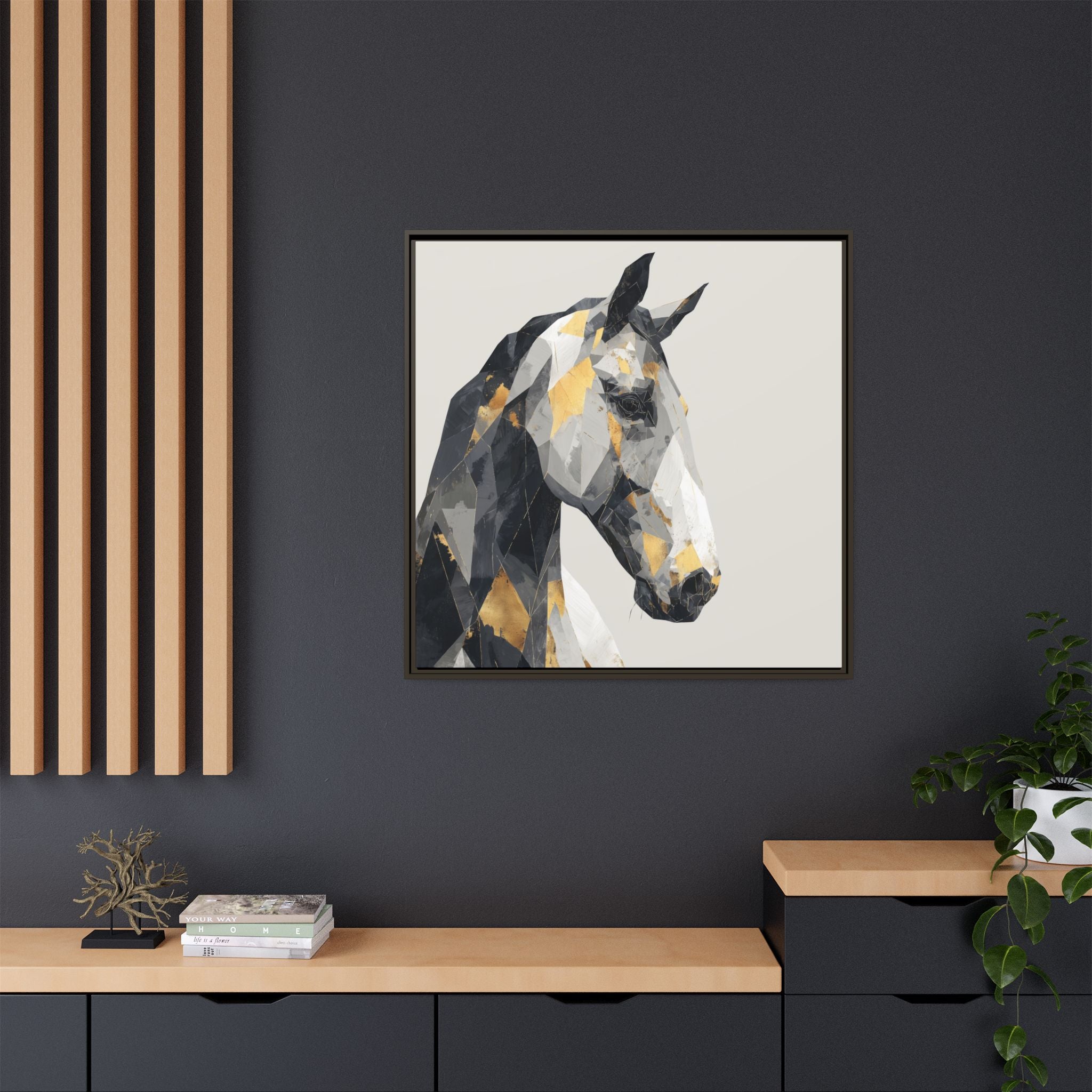 Equine Geometrica: Contemporary Cubist Horse, Metallic Abstract Portrait   |  Personalized & Custom Orders Available