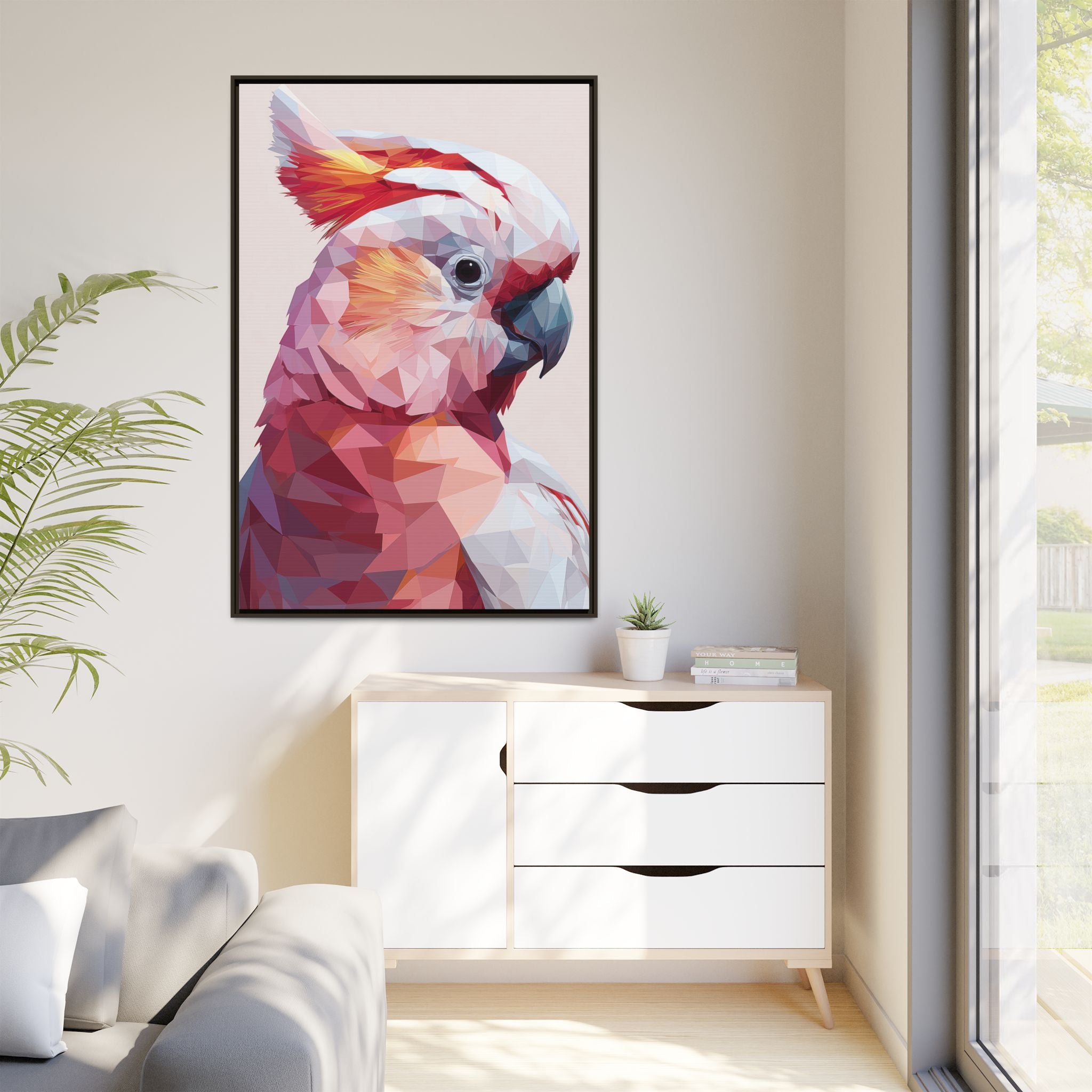 Geometric Cockatoo Portrait: Low-Poly Bird Art, Vibrant Abstract Illustration   |    Custom Orders Available
