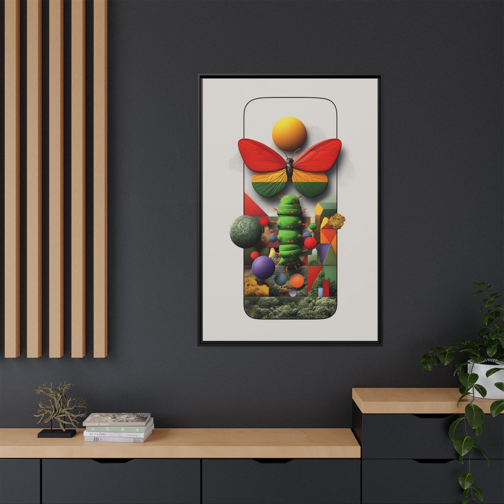 Metamorphosis Framed Print : Geometric Nature Transformation, Vibrant Butterfly Composition   |  Personalized & Custom Orders Available