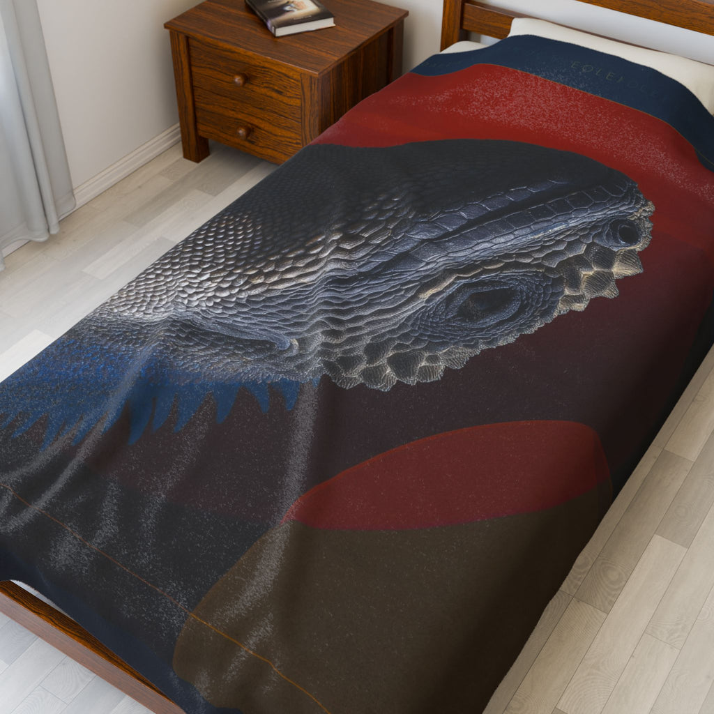 Marine Iguana Plush Blanket, Galapagos Geometric Fusion, Primordial Wisdom   |    Custom Orders Available