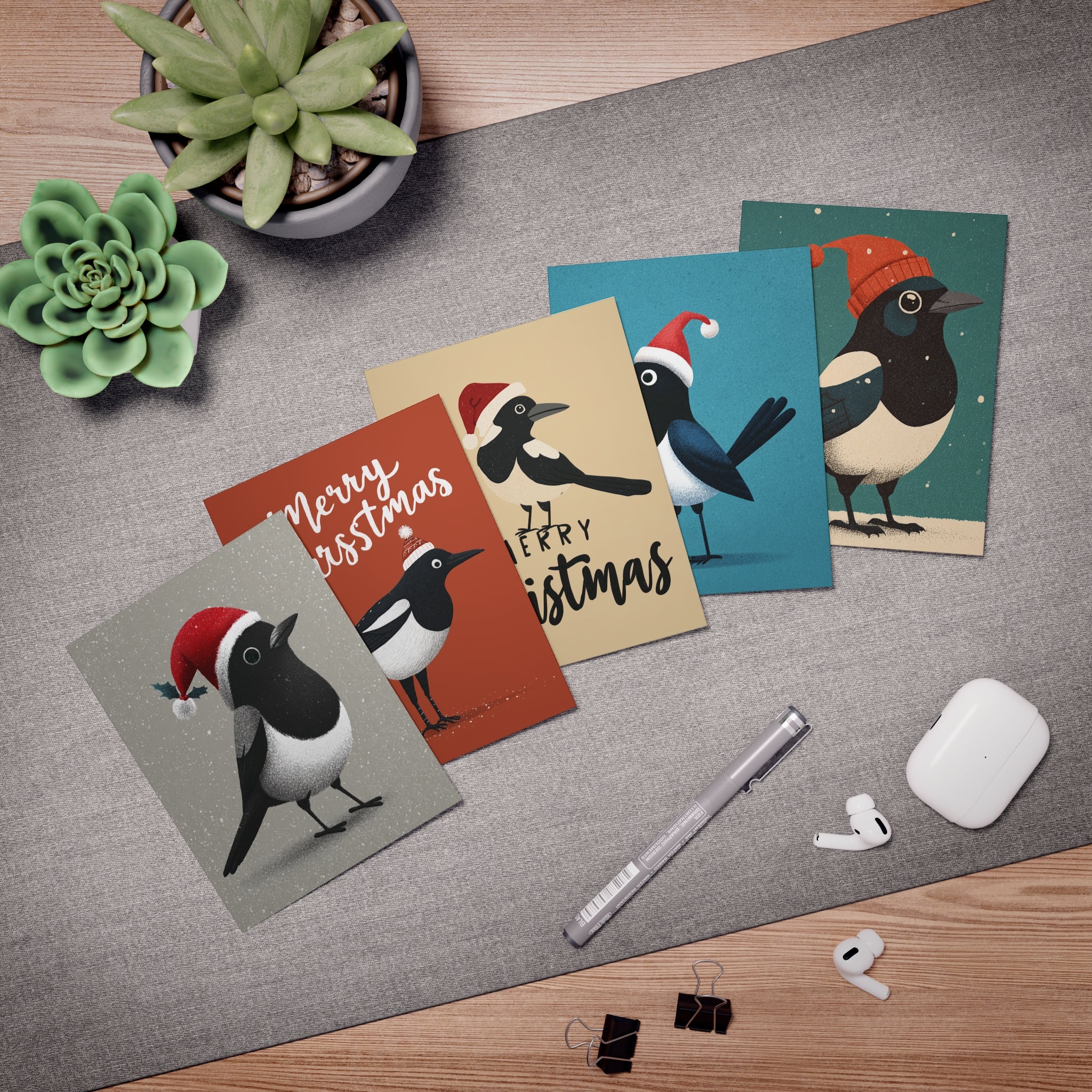 Cute Magpie Bird Greeting Cards for All Occasions, Holiday Card Set, Birthday Wishes, Thank You Notes, Kids Greeting Cards, Animal Love