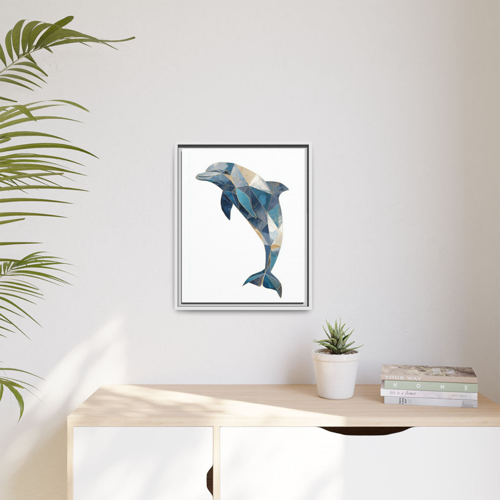 Geometric Dolphin Mosaic Framed Print , Contemporary Marine Art   |  Personalized & Custom Orders Available