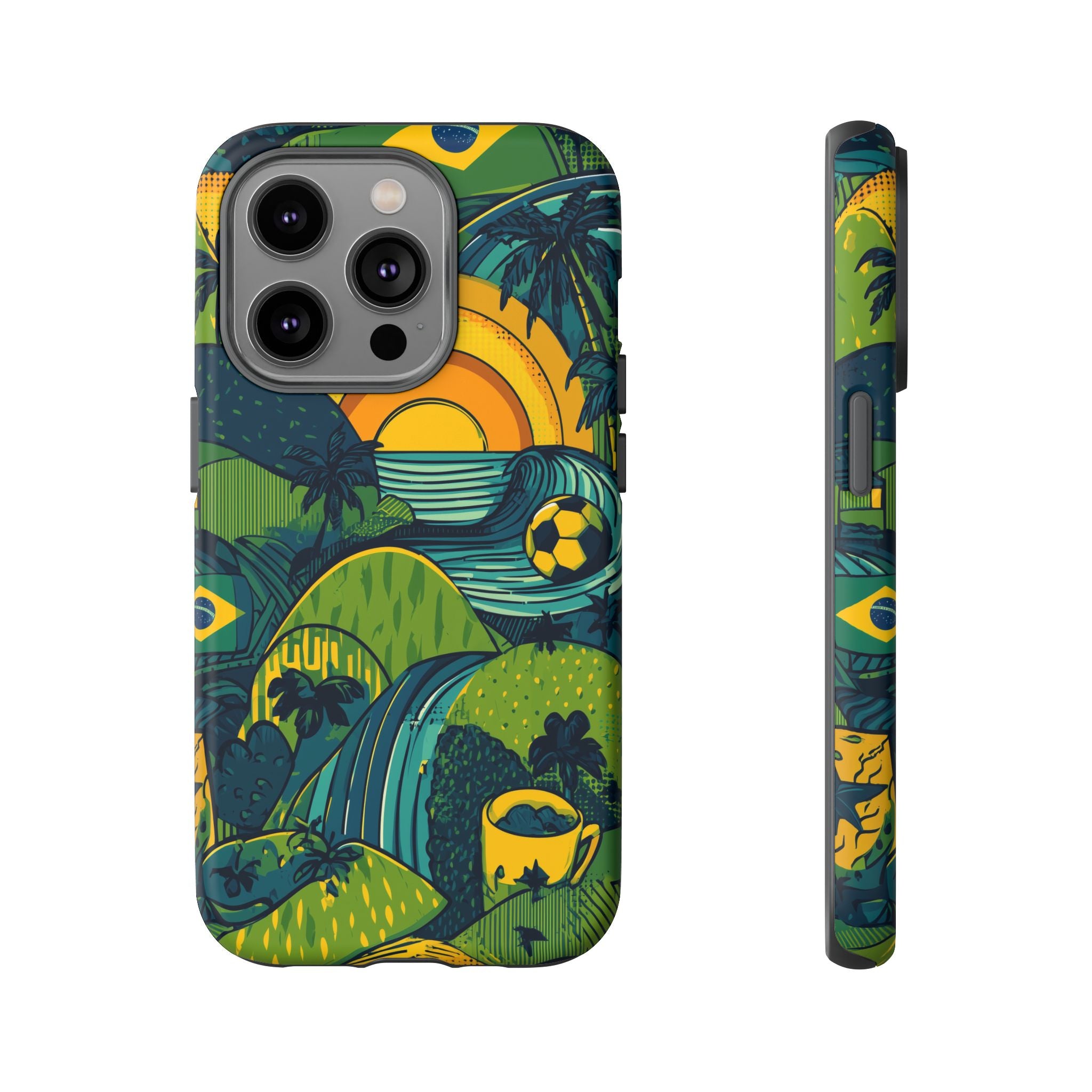 Brazil Tough Cases: Sporty Tropical Phone Case, Fun Beach Vibe Phone Accessory, Summer Travel Gift, Colorful Phone Cover, Casual Style Tech