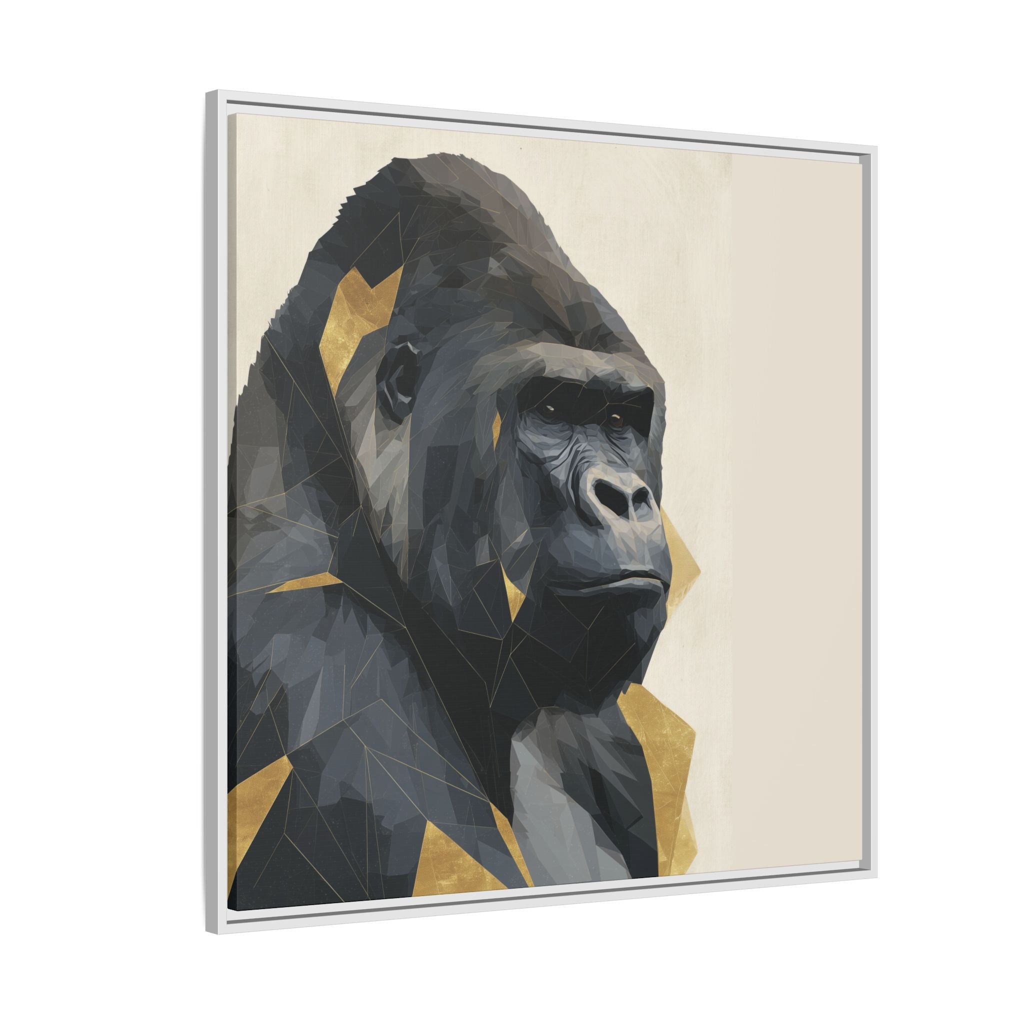 Primal Geometry: Polygonal Gorilla Portrait, Modern Metallic Wildlife Art   |  Personalized & Custom Orders Available
