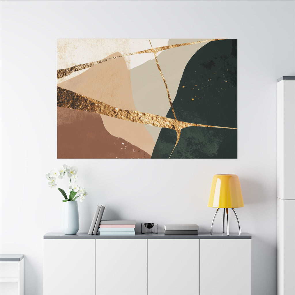 Canvas Print, Abstract Earthy Gold Wall Art, Modern Designer Home Decor, Stretched Matte Canvas; Thick, Multi-Size, Office Decor