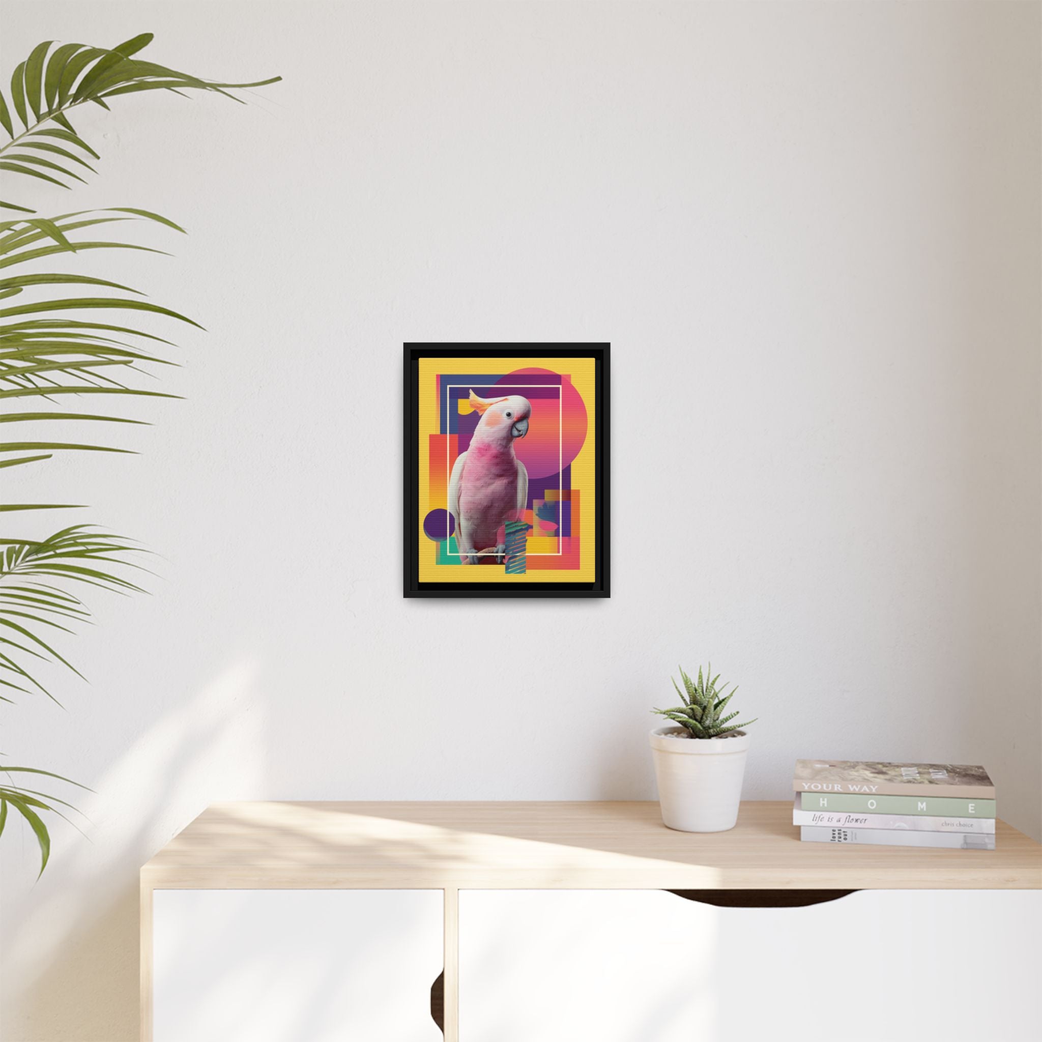Geometric Cockatoo Composition: Moluccan Parrot Portrait, Modern Abstract Design   |    Custom Orders Available