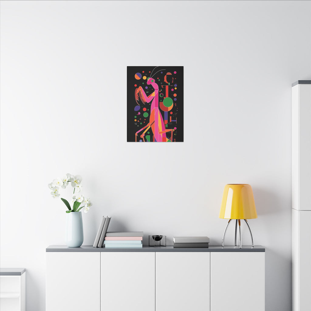 Geometric Mantis: Vibrant Abstract Insect Art, Modernist Design Collection   |    Custom Orders Available