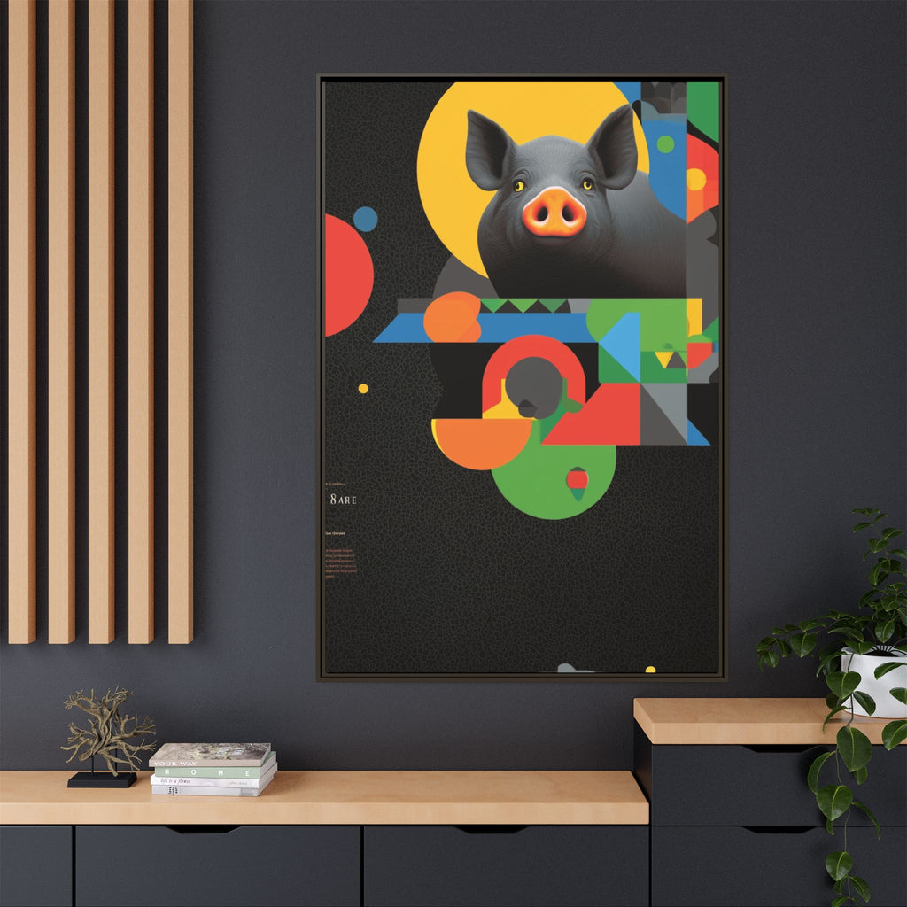 Geometric Pig Poster: Abstract Graphic Design, Colorful Modernist Composition   |    Custom Orders Available