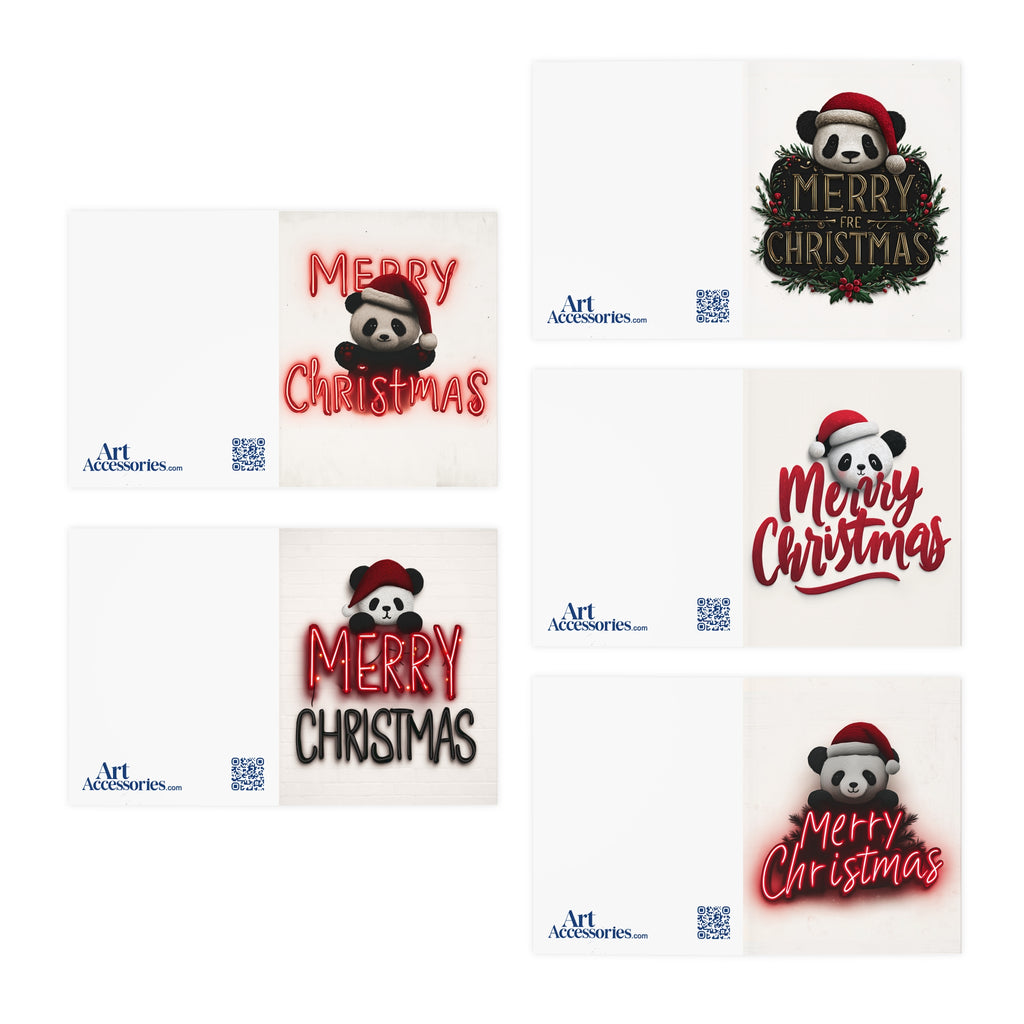 Christmas Panda Greeting Cards (5-Pack)