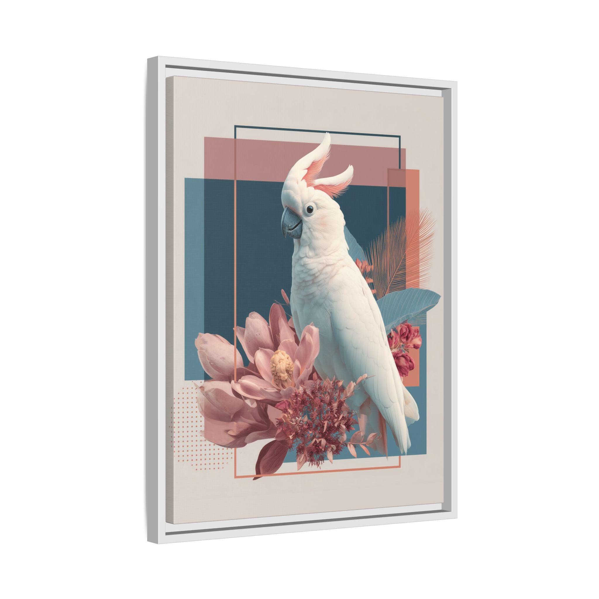 Cockatoo Geometric Framed Print : Modern Wildlife Illustration, Geometric Botanical Fusion   |  Personalized & Custom Orders Available