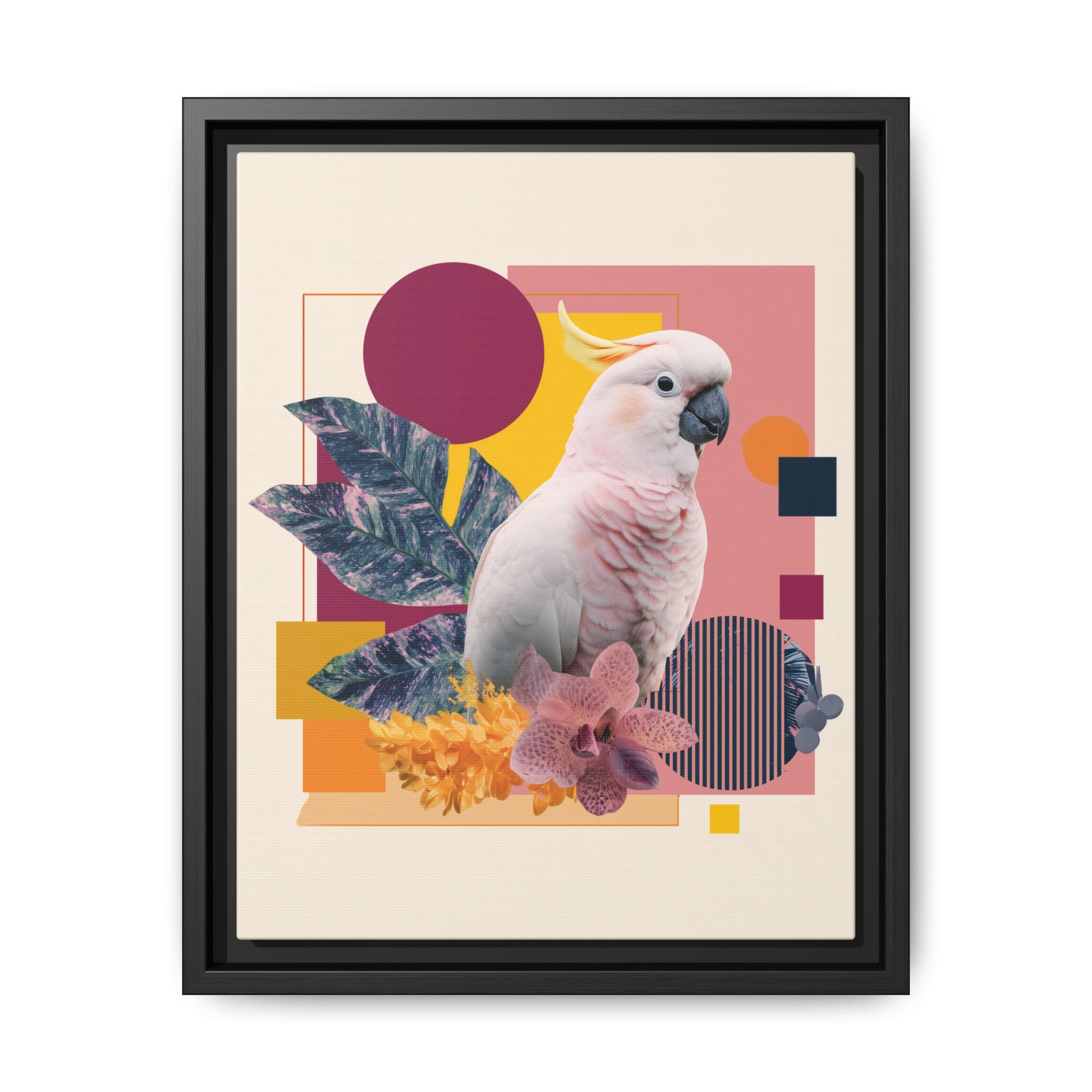 Cockatoo Geometric Framed Print : Tropical Digital Collage, Modern Abstract Design   |  Personalized & Custom Orders Available