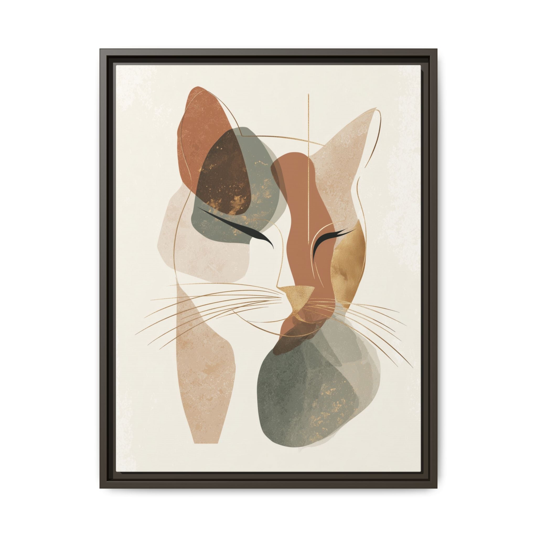 Feline Geometry: Abstract Cat Portrait, Minimalist Earth Tones   |  Personalized & Custom Orders Available