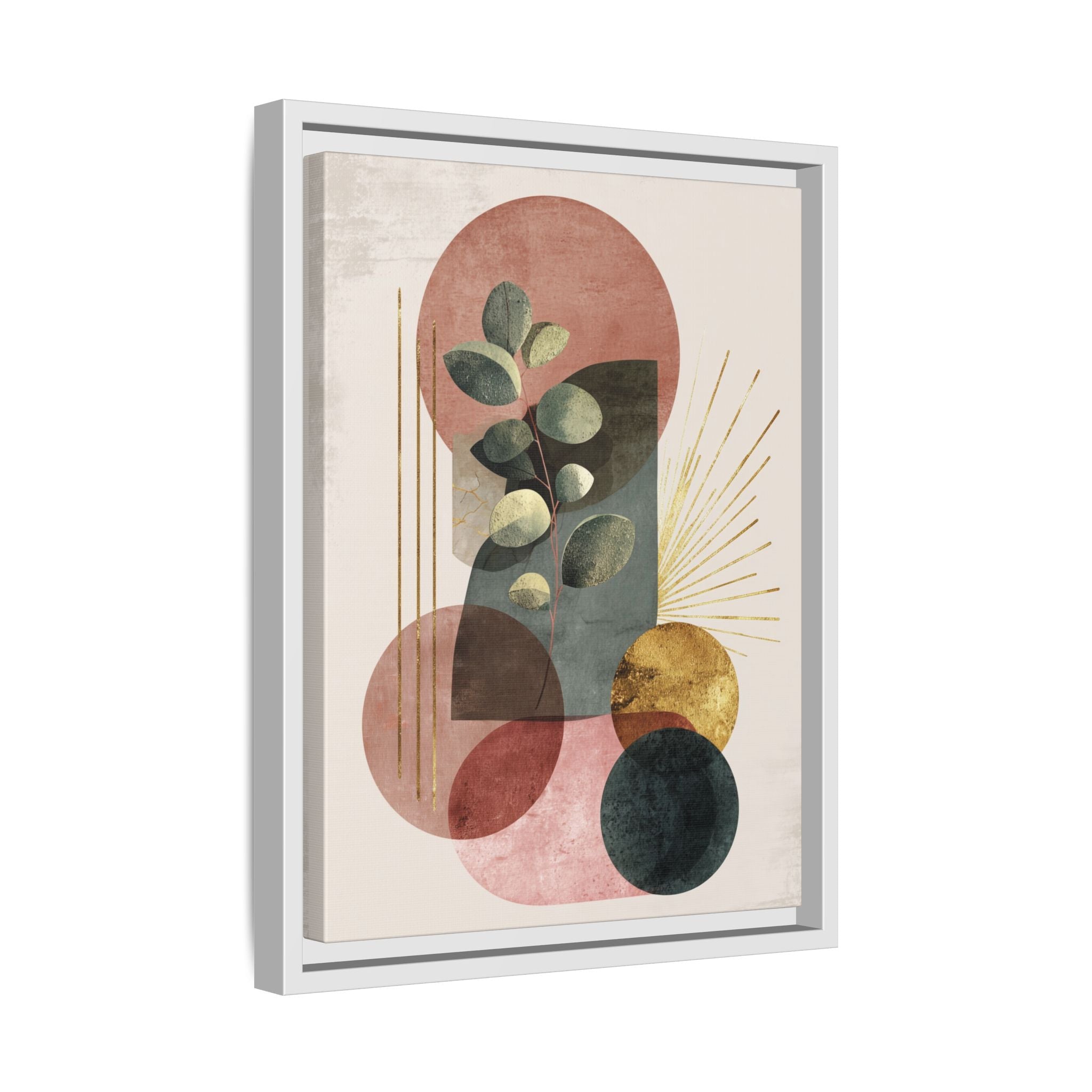 Botanical Geometric Symphony: Eucalyptus Harmony, Metallic Intersections, Modern Earth Tones   |   Custom Orders Accepted