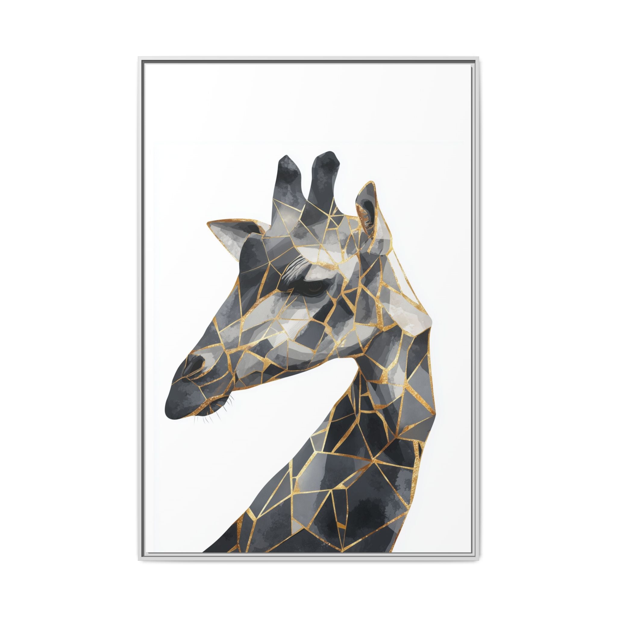 Geometric Giraffe Framed Print : Modern Mosaic Wildlife Art, Contemporary Golden Fragments   |  Personalized & Custom Orders Available