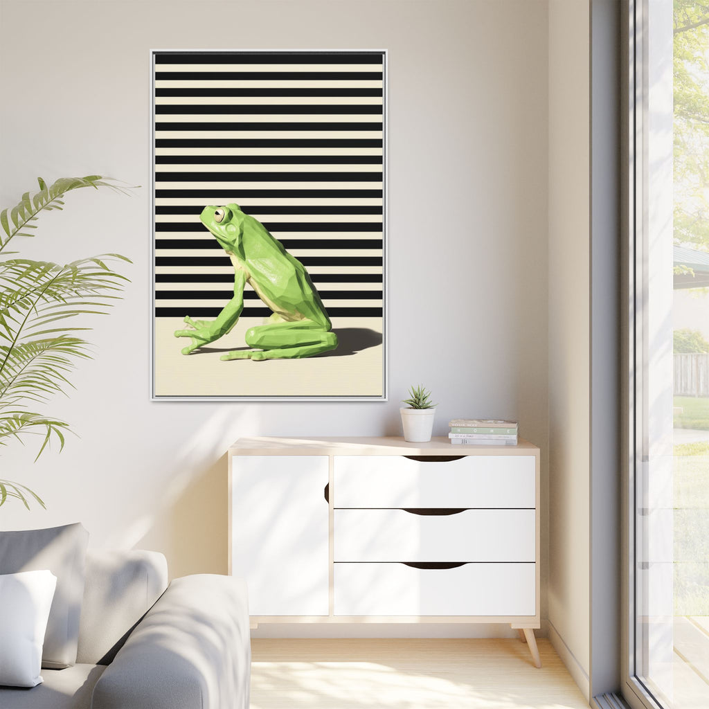Geometric Frog Framed Print : Low-Poly Amphibian Design, Contemporary Minimalist Art   |  Personalized & Custom Orders Available