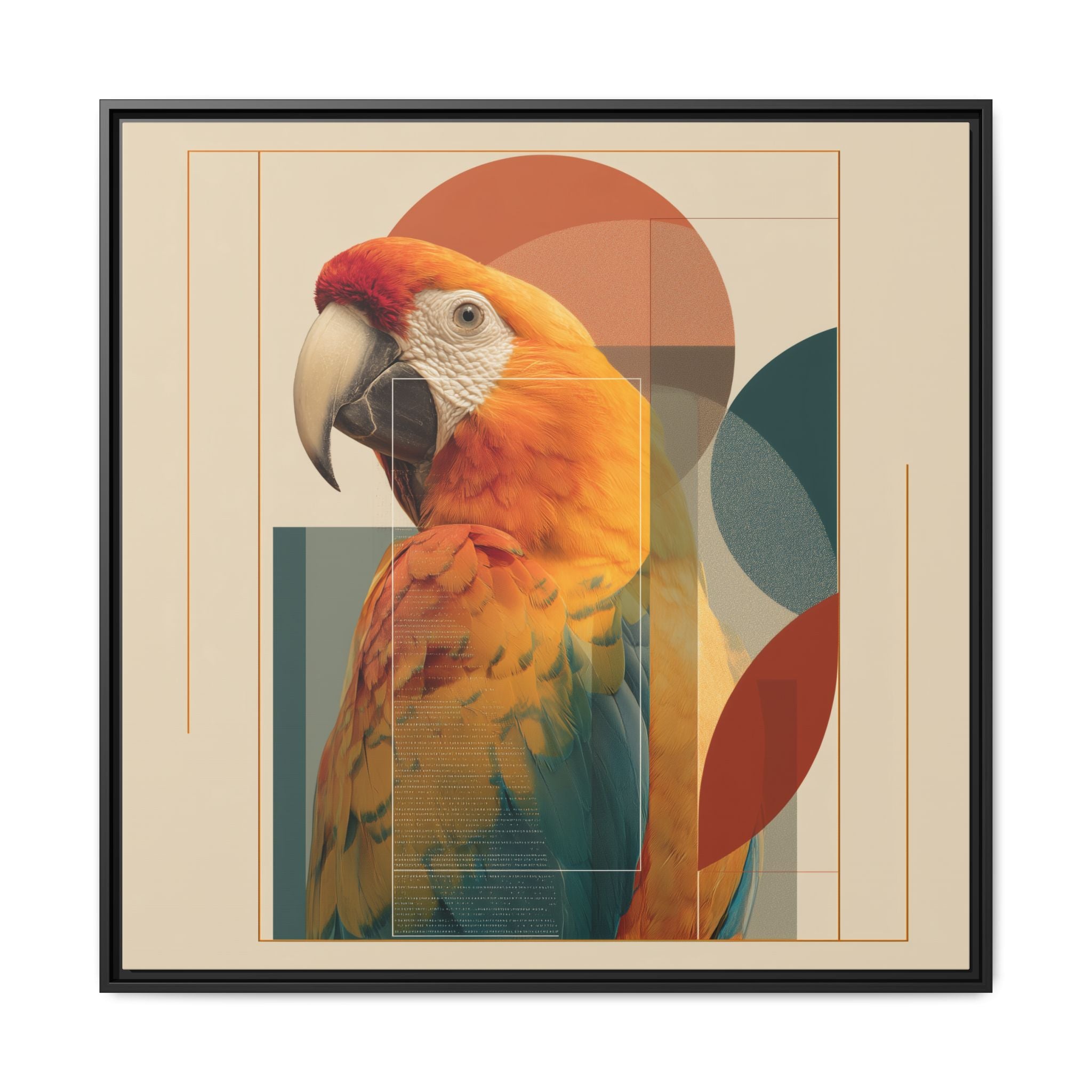 Macaw Geometry: Vibrant Avian Portrait, Modernist Graphic Design   |  Personalized & Custom Orders Available