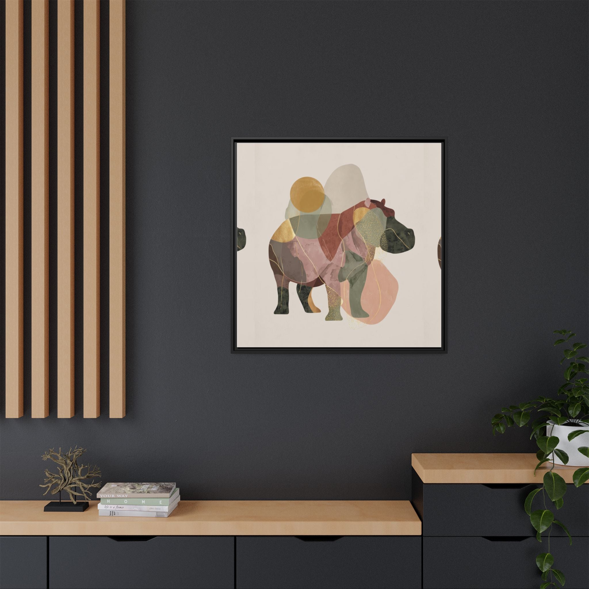 Geometric Harmony: Abstract Hippo Silhouette, Modern Minimalist Animal Art   |    Custom Orders Available