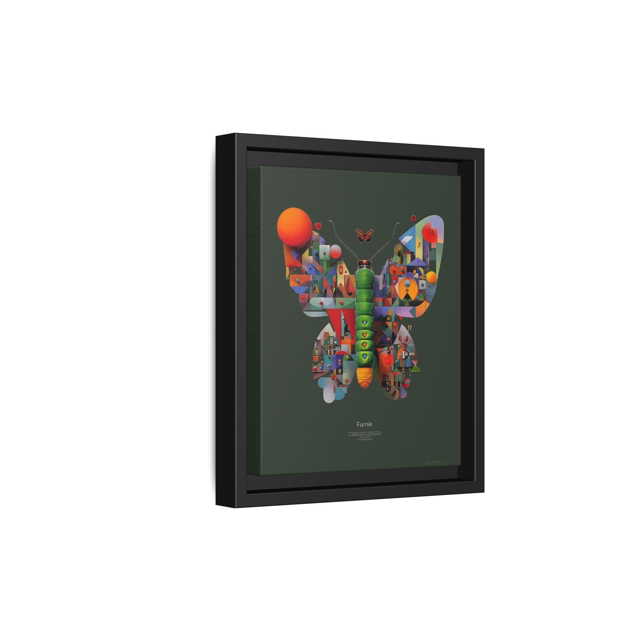 Geometric Metamorphosis Framed Print : Digital Cubist Butterfly, Urban Abstract Composition   |   Custom Orders Available