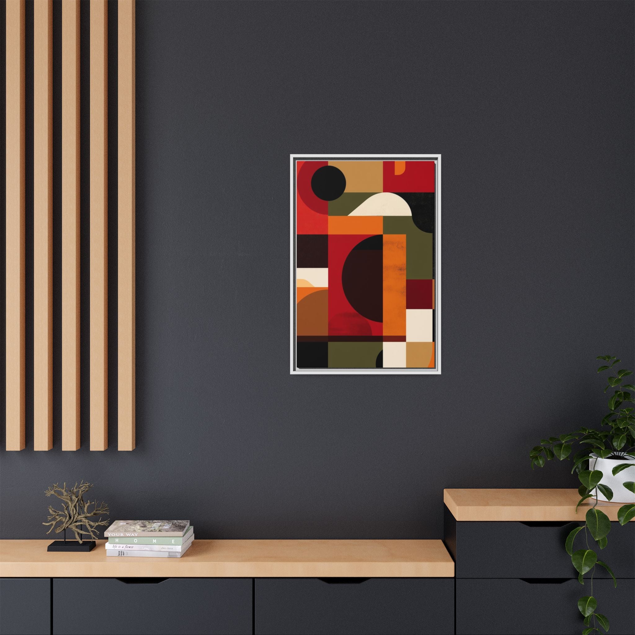 Geometric Convergence: Abstract Bauhaus Design, Constructivist Color Blocks, Architectural Art Composition   |   Custom Orders Accepted