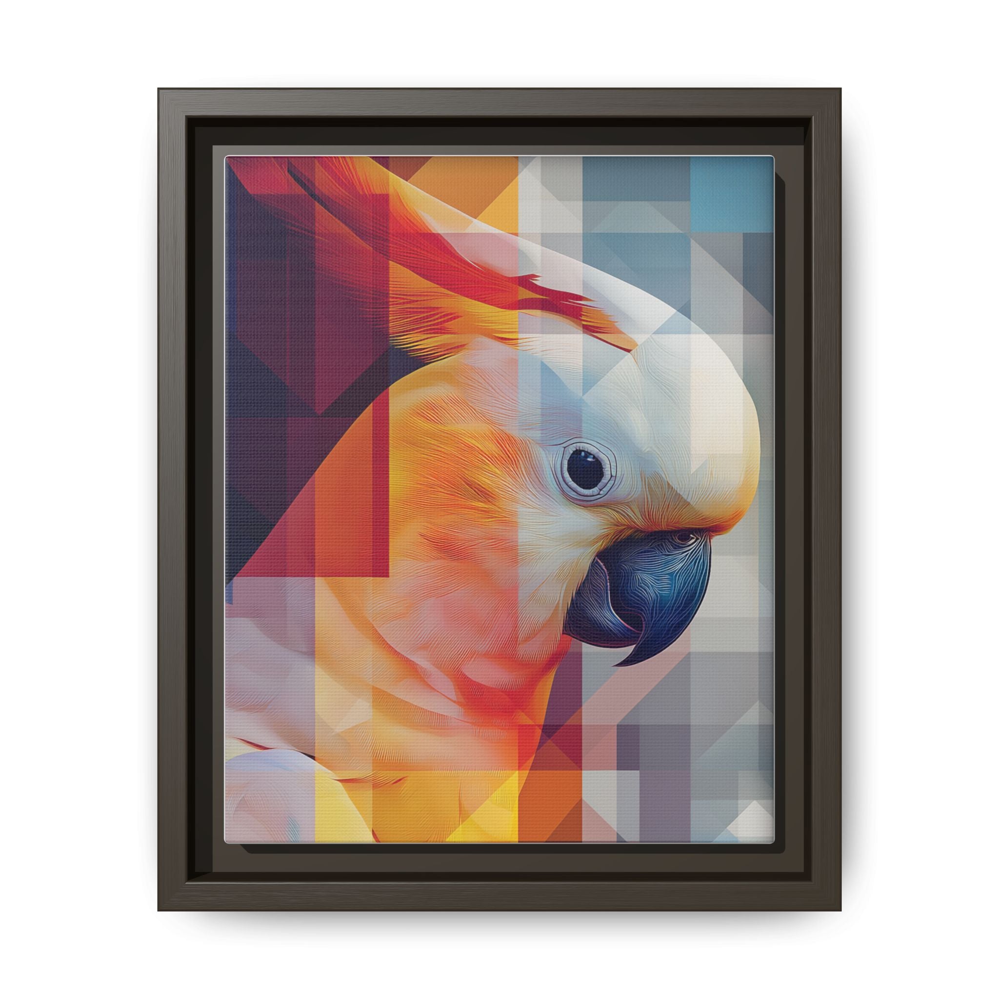 Prismatic Cockatoo Framed Print: Geometric Portrait, Digital Mosaic Artwork   |  Personalized & Custom Orders Available