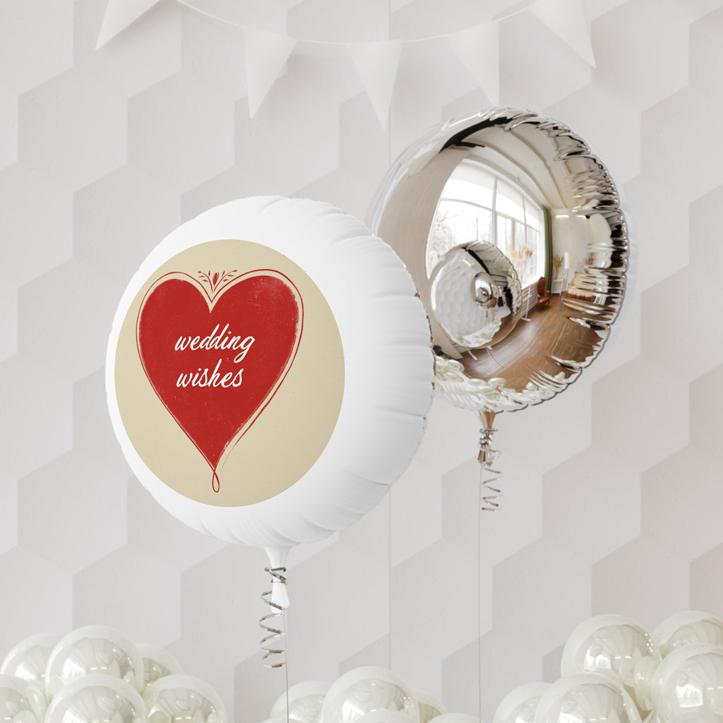 Wedding Wishes Heart Mylar Balloon