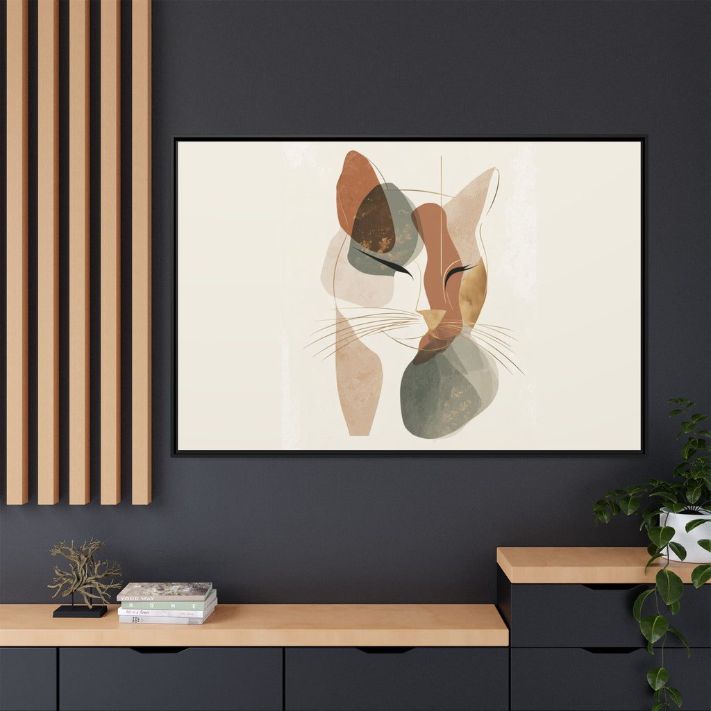 Feline Geometry: Abstract Cat Portrait, Minimalist Earth Tones   |  Personalized & Custom Orders Available