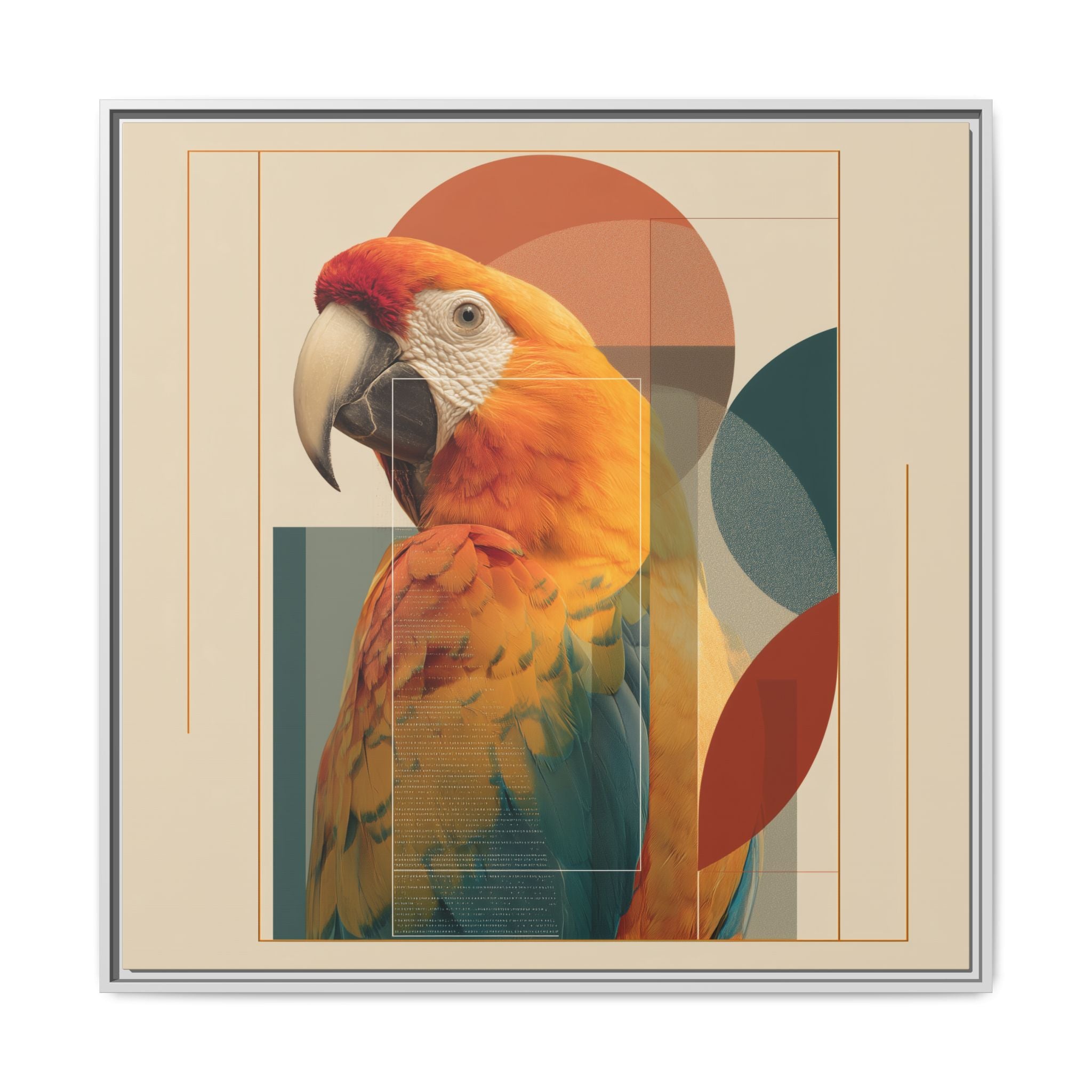Macaw Geometry: Vibrant Avian Portrait, Modernist Graphic Design   |  Personalized & Custom Orders Available