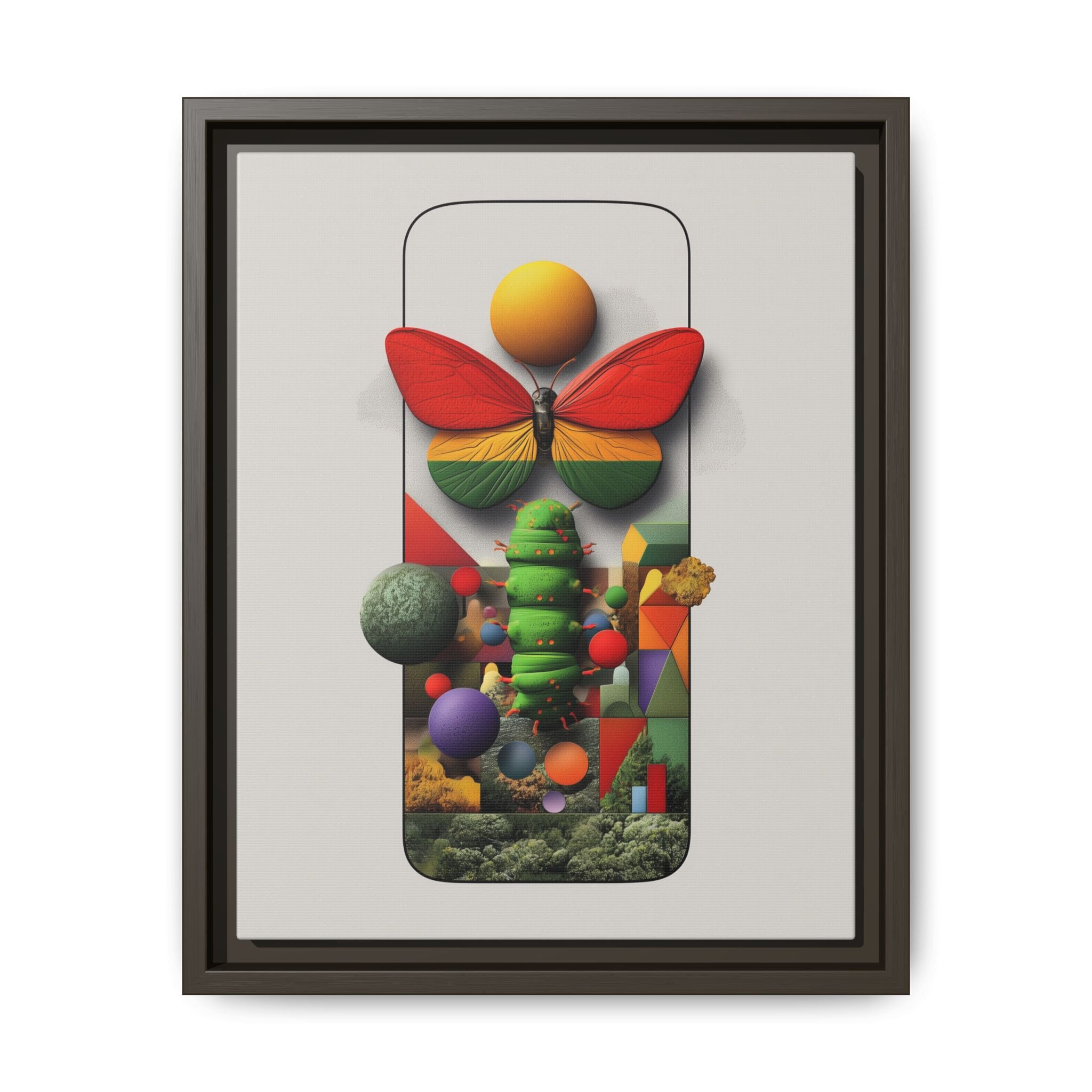 Metamorphosis Framed Print : Geometric Nature Transformation, Vibrant Butterfly Composition   |  Personalized & Custom Orders Available