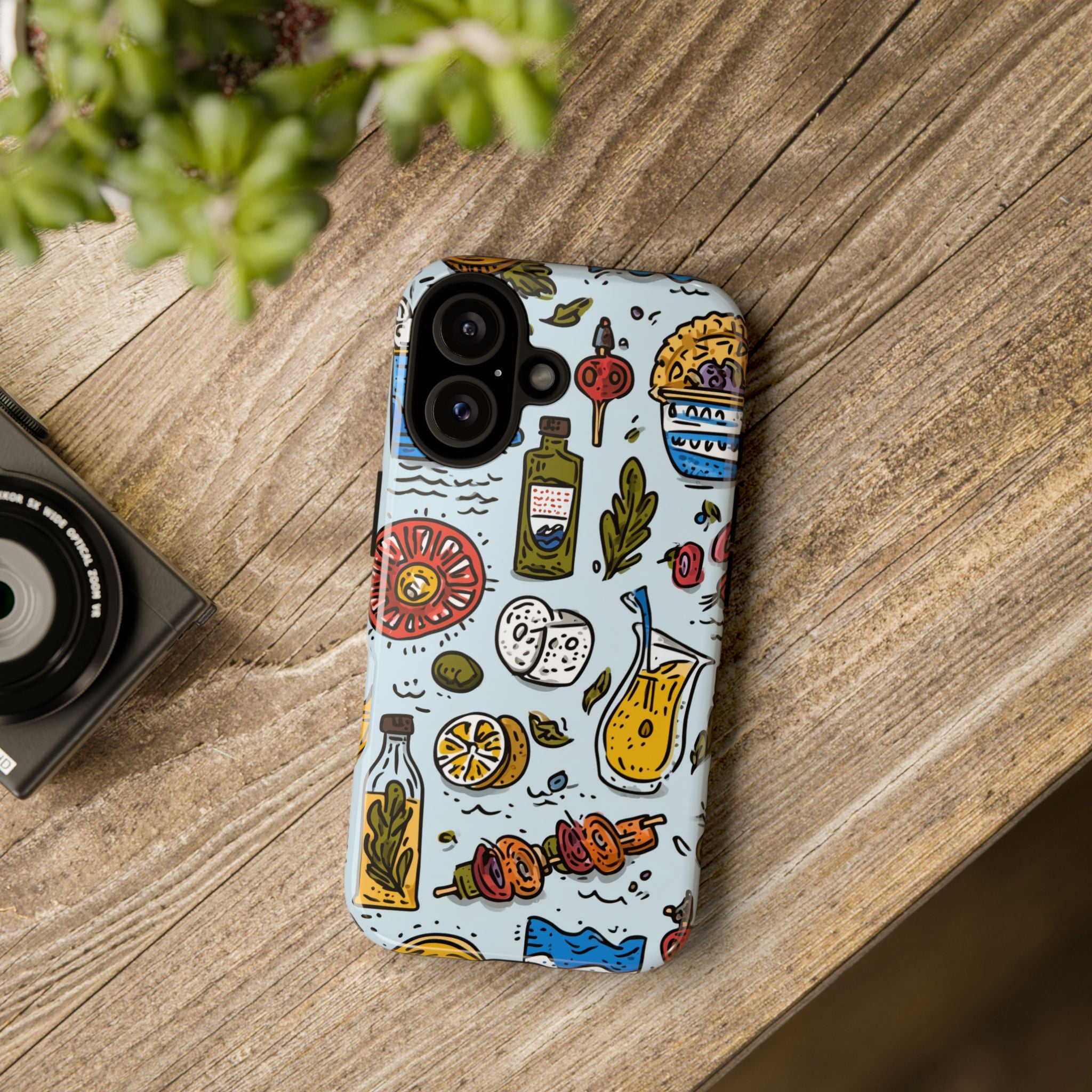 Greek Food Inspired Phone Case, Tough Cases for Travel Lovers, Trendy Accessories for European Summer, Unique Gifts