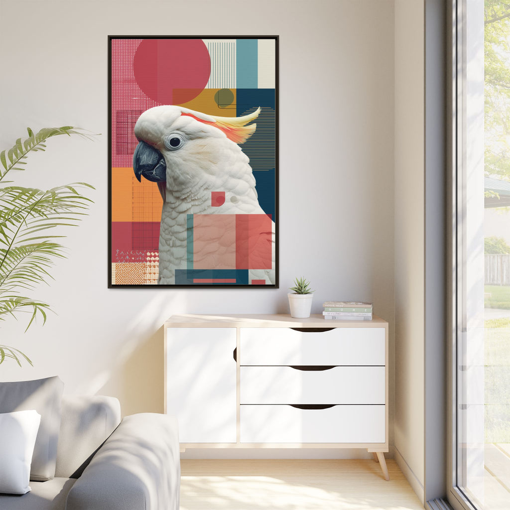 Cockatoo in Geometry: Mid-Century Modern Wildlife Art, Photorealistic Nature Print   |    Custom Orders Available