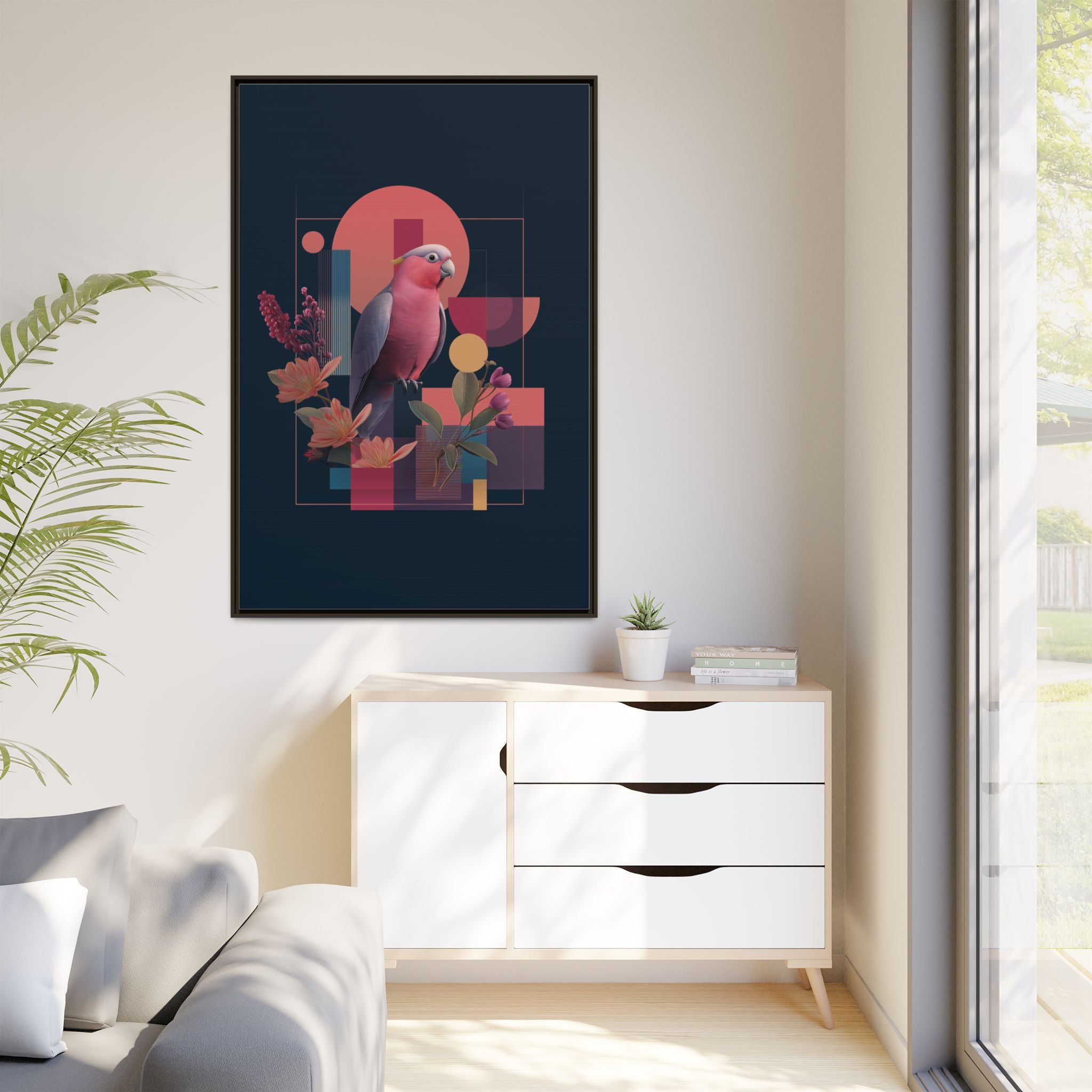Geometric Rose Galah: Digital Art Deco, Retro-Futuristic Parrot Composition   |    Custom Orders Available