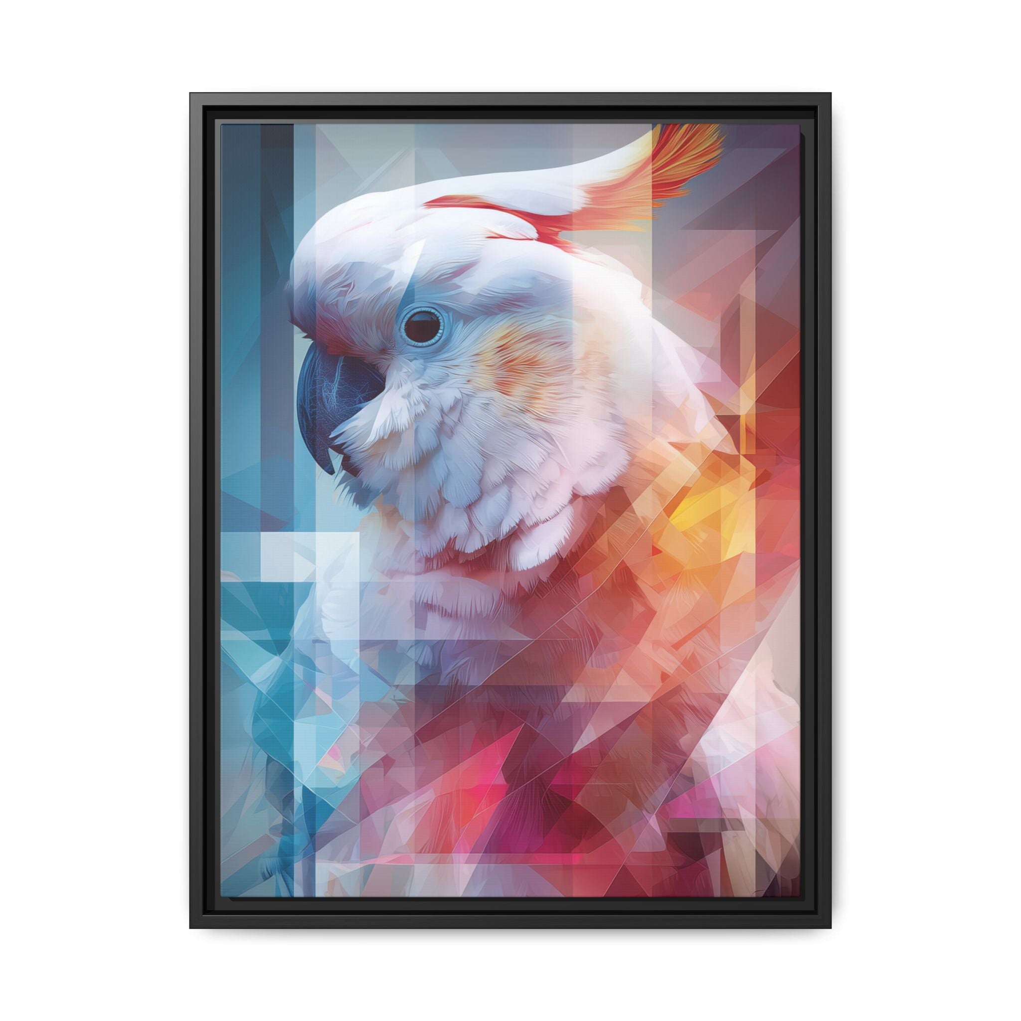 Fractured Cockatoo: Geometric Wildlife Portrait, Low-Poly Digital Art   |    Custom Orders Available