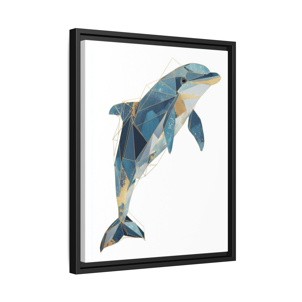 Crystalline Dolphin Framed Print : Geometric Marine Mosaic, Fractalized Blue Abstract   |  Personalized & Custom Orders Available