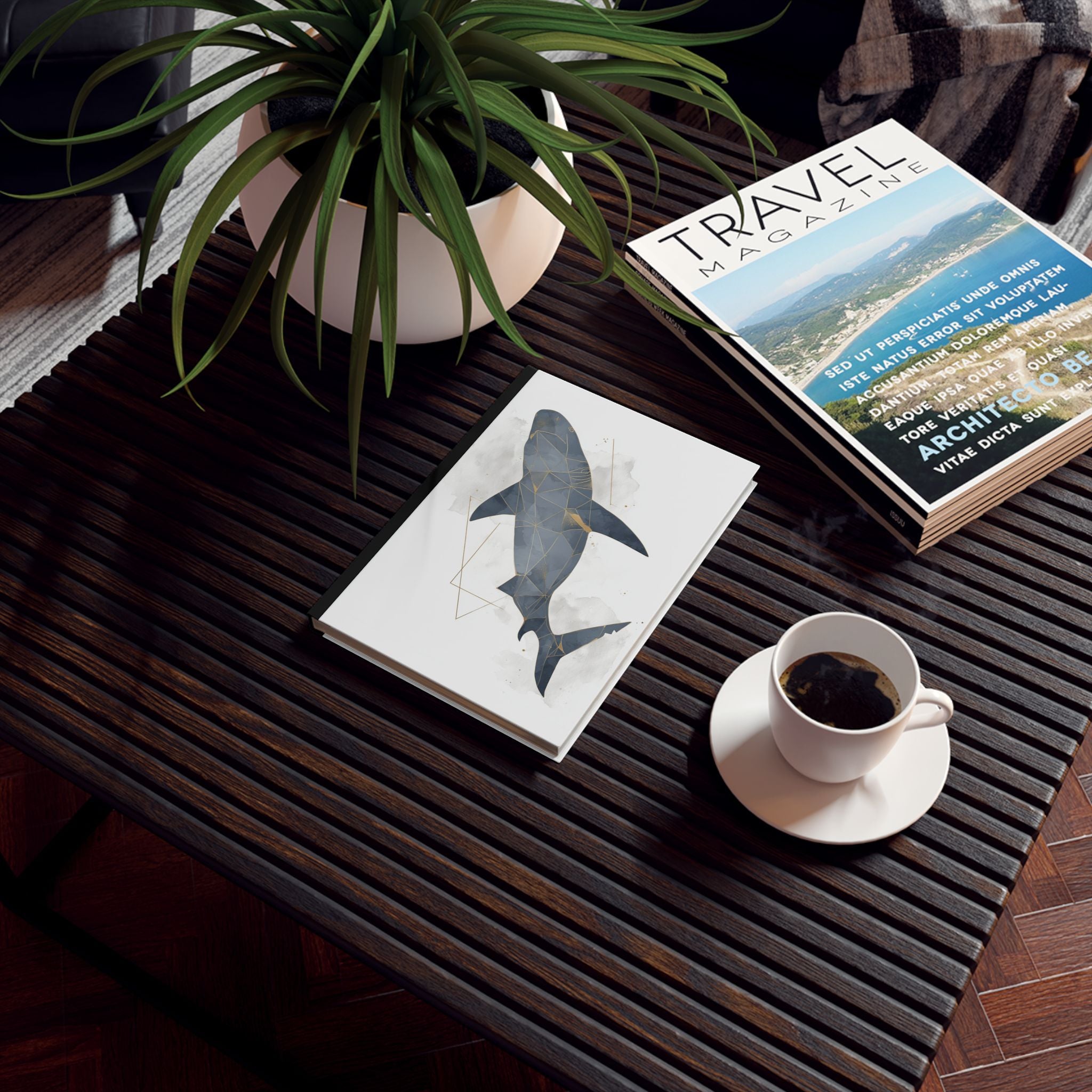 Personalized Shark Journal    |  Geometric Shark: Prismatic Marine Abstraction, Polygonal Wildlife Art, Contemporary Nautical Design