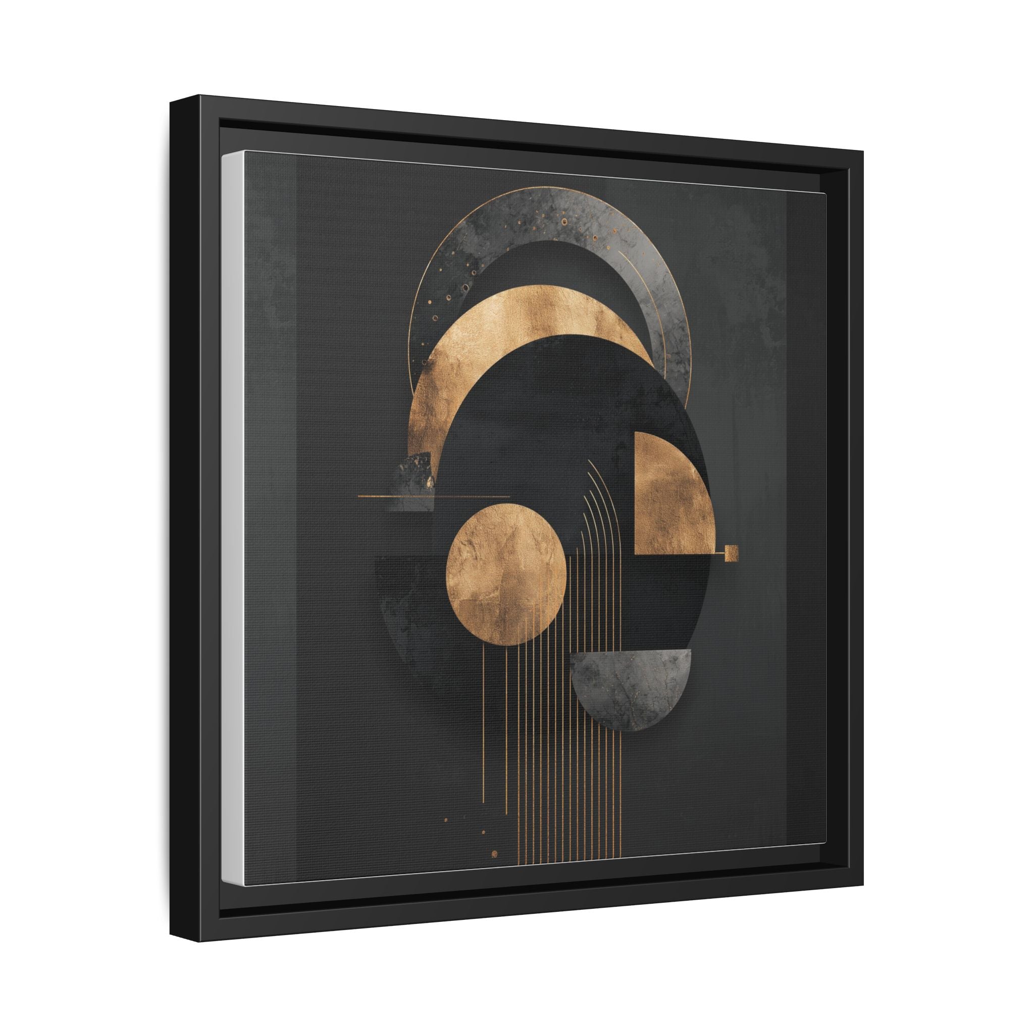 Geometric Resonance: Abstract Gold and Black Design, Minimalist Architectural Art, Modern Metallic Composition   |   Custom Orders Accepted