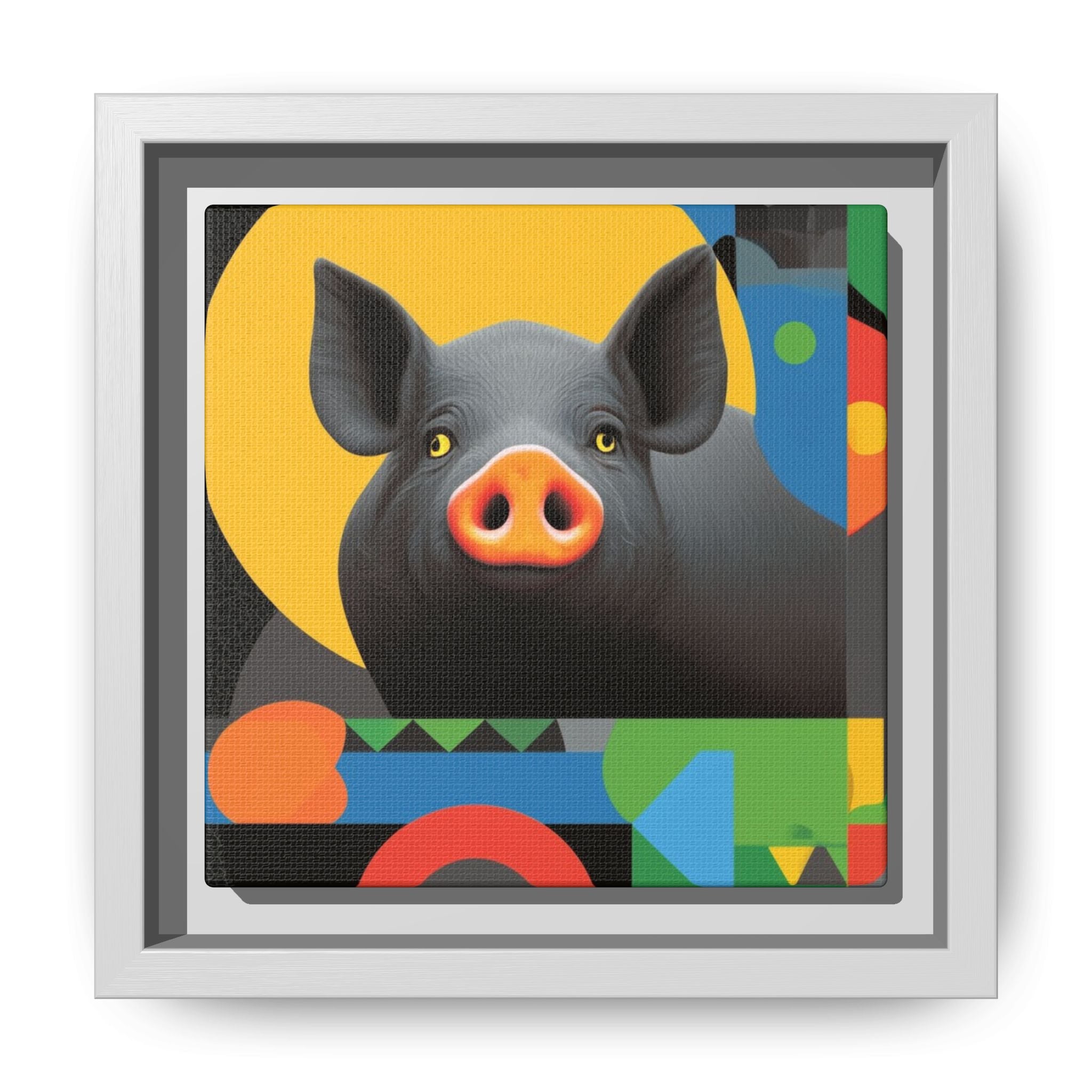 Geometric Pig Poster: Abstract Graphic Design, Colorful Modernist Composition   |    Custom Orders Available