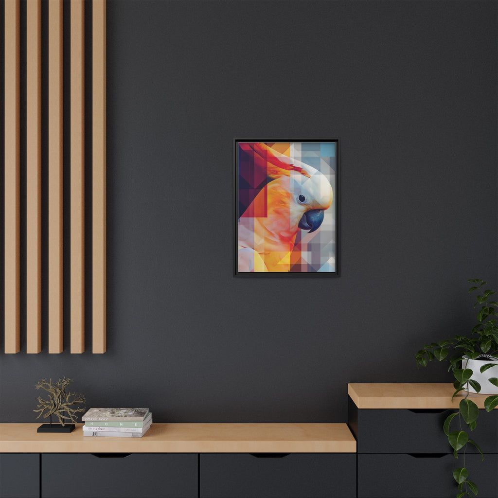 Prismatic Cockatoo Framed Print: Geometric Portrait, Digital Mosaic Artwork   |  Personalized & Custom Orders Available