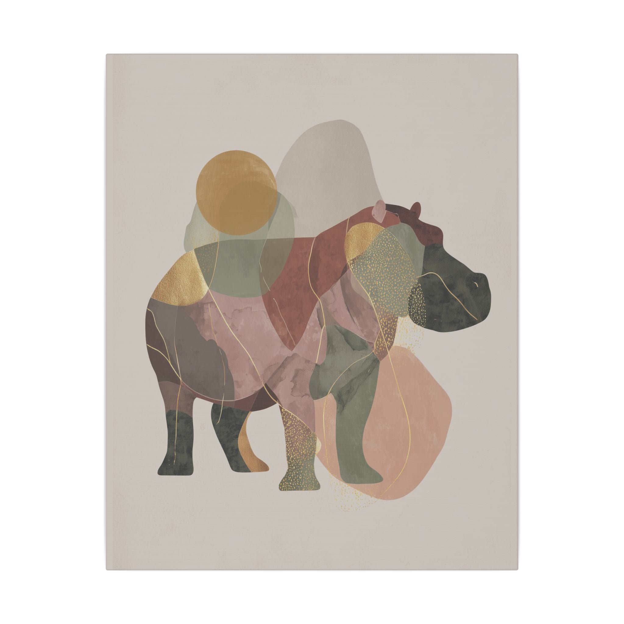 Geometric Hippo: Abstract Animal Art, Minimalist Pastel Composition   |    Custom Orders Available