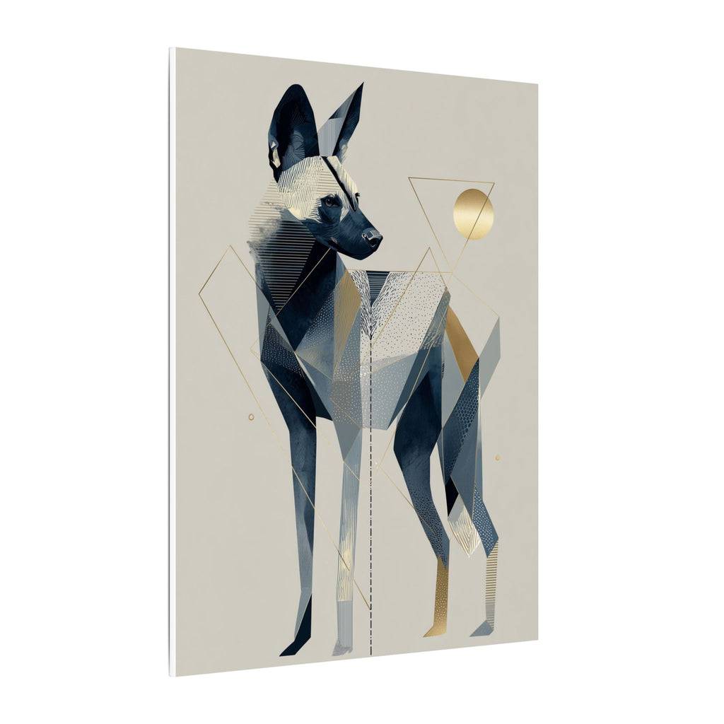 Geometric Canine: Abstract Dog Portrait, Modern Graphic Design, Metallic Blue Composition   |  Personalized & Custom Orders Available