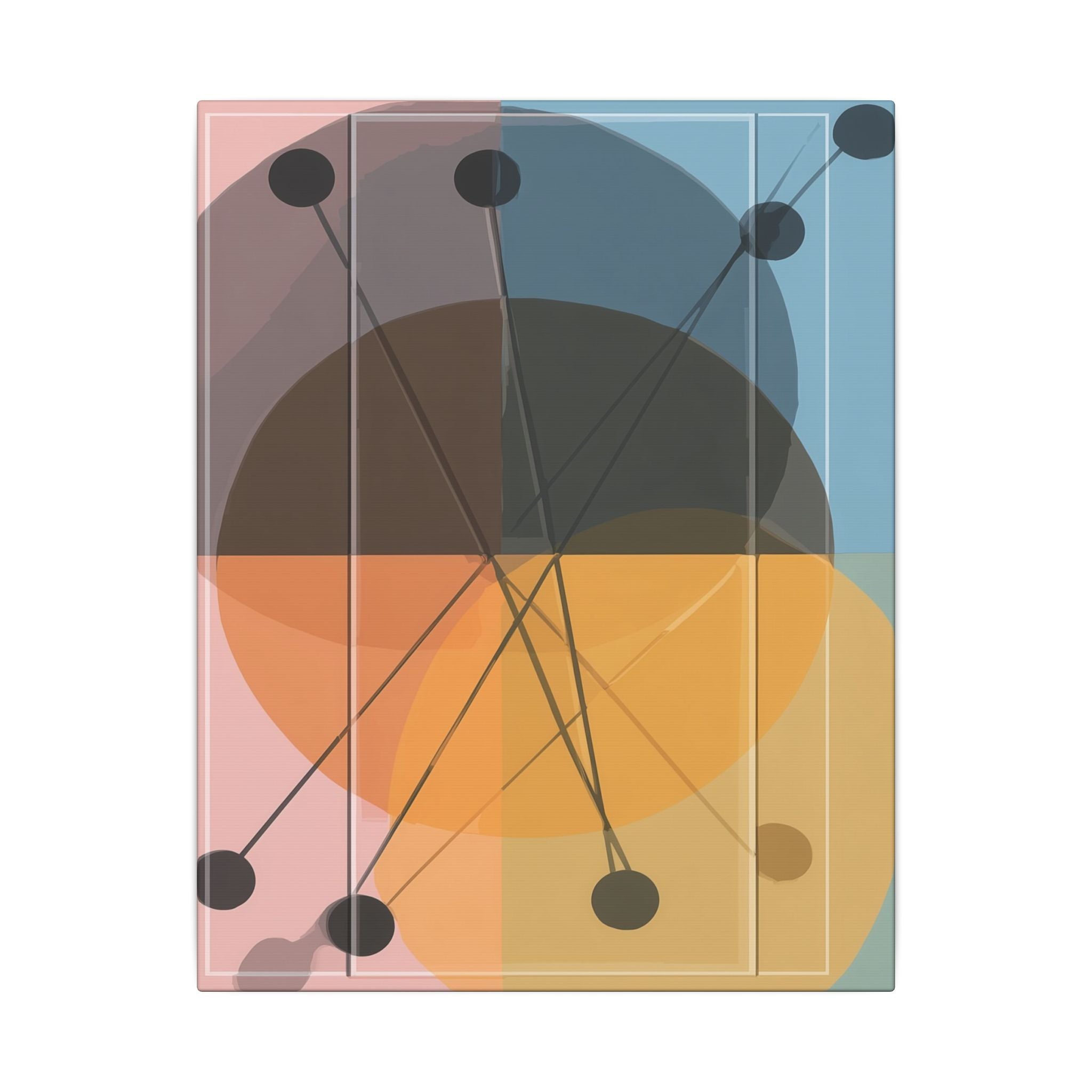 Interconnected Geometries: Pastel Circles in Motion, Mid-Century Modern Design, Abstract Bauhaus Composition   |   Custom Orders Accepted