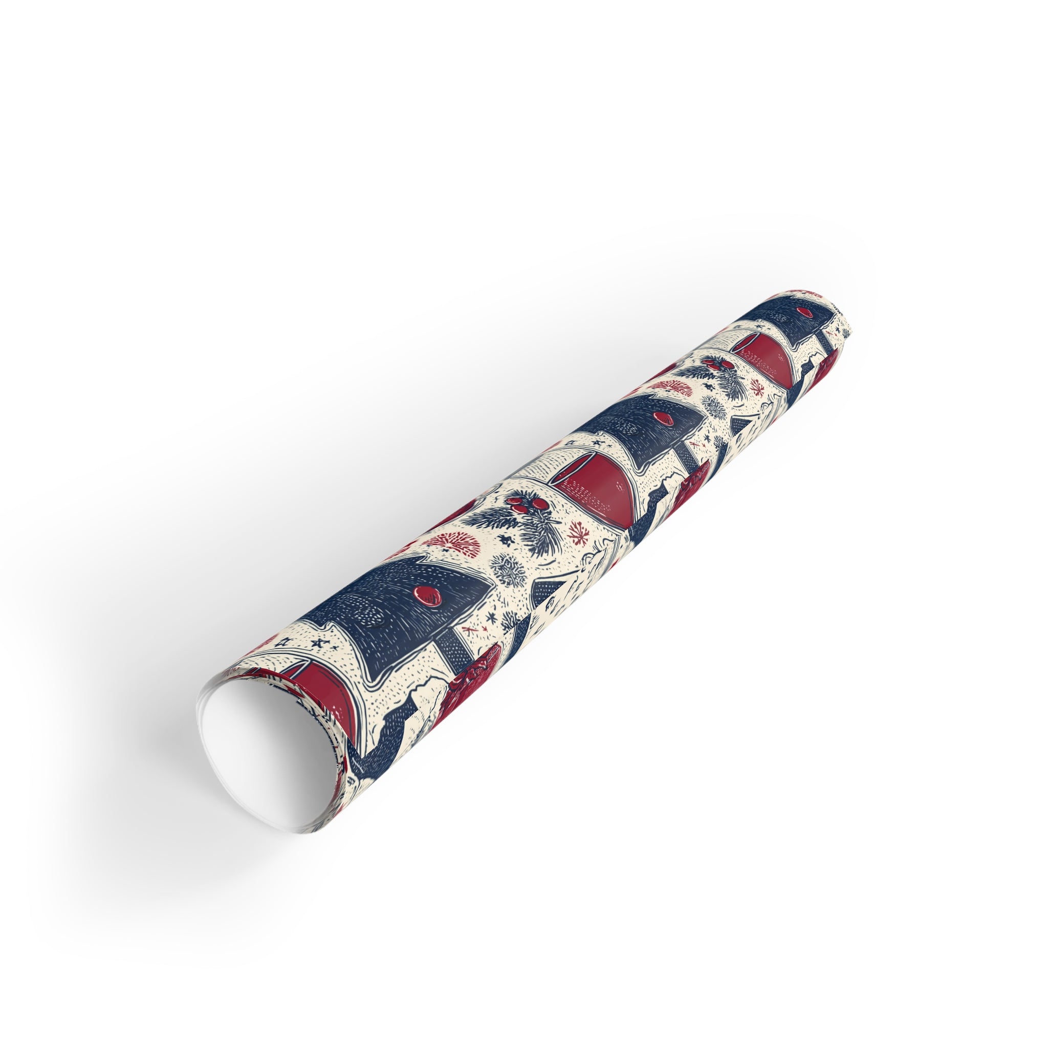 French Christmas Gift Wrap Roll, Holiday Present Packaging, Festive Decorative Paper, Unique Xmas Pattern Design,