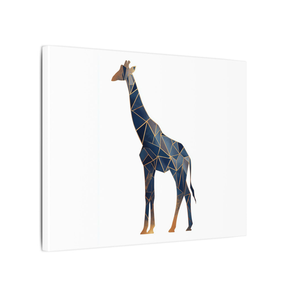 Prismatic Giraffe: Geometric Wildlife Art, Modern Mosaic Deconstruction, Angular Blue and Bronze Composition   |  Personalized & Custom