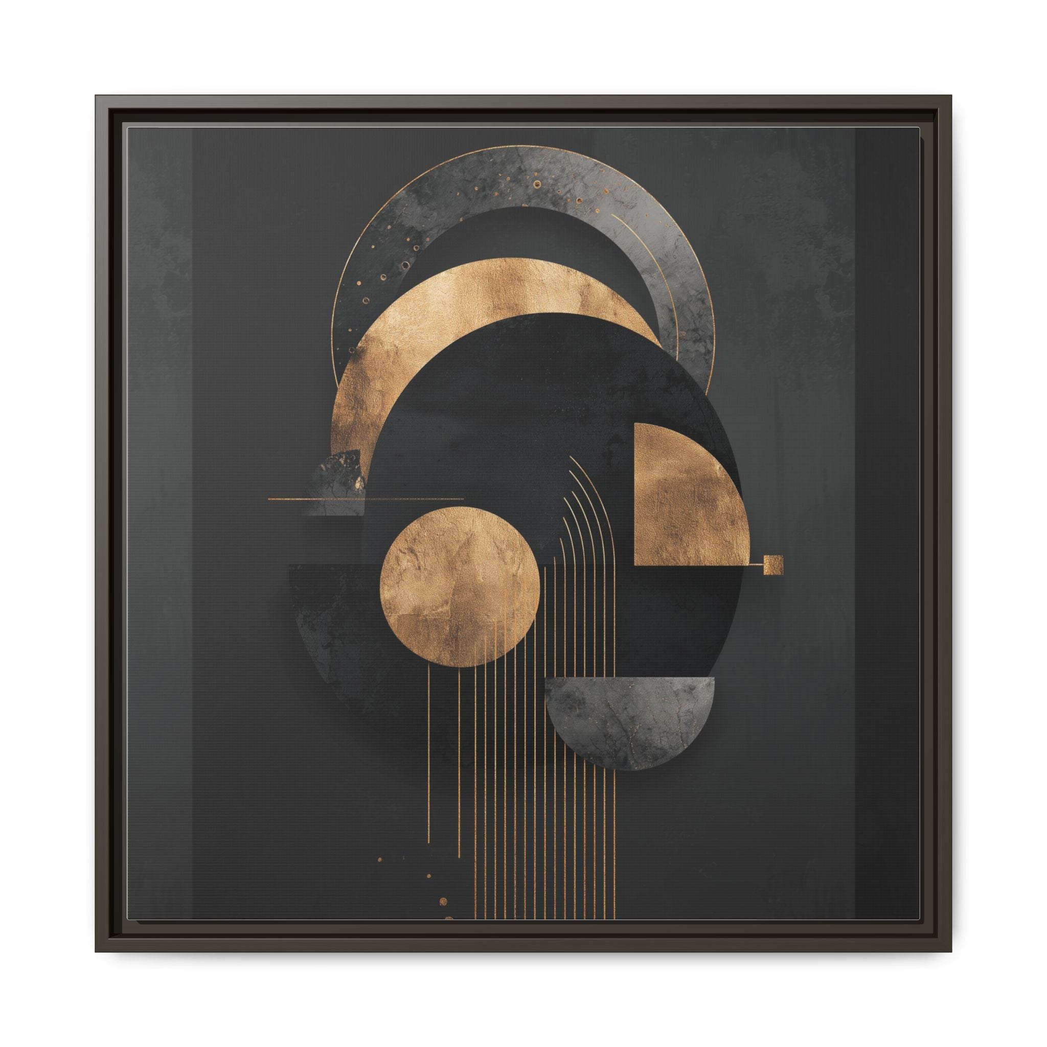 Geometric Resonance: Abstract Gold and Black Design, Minimalist Architectural Art, Modern Metallic Composition   |   Custom Orders Accepted