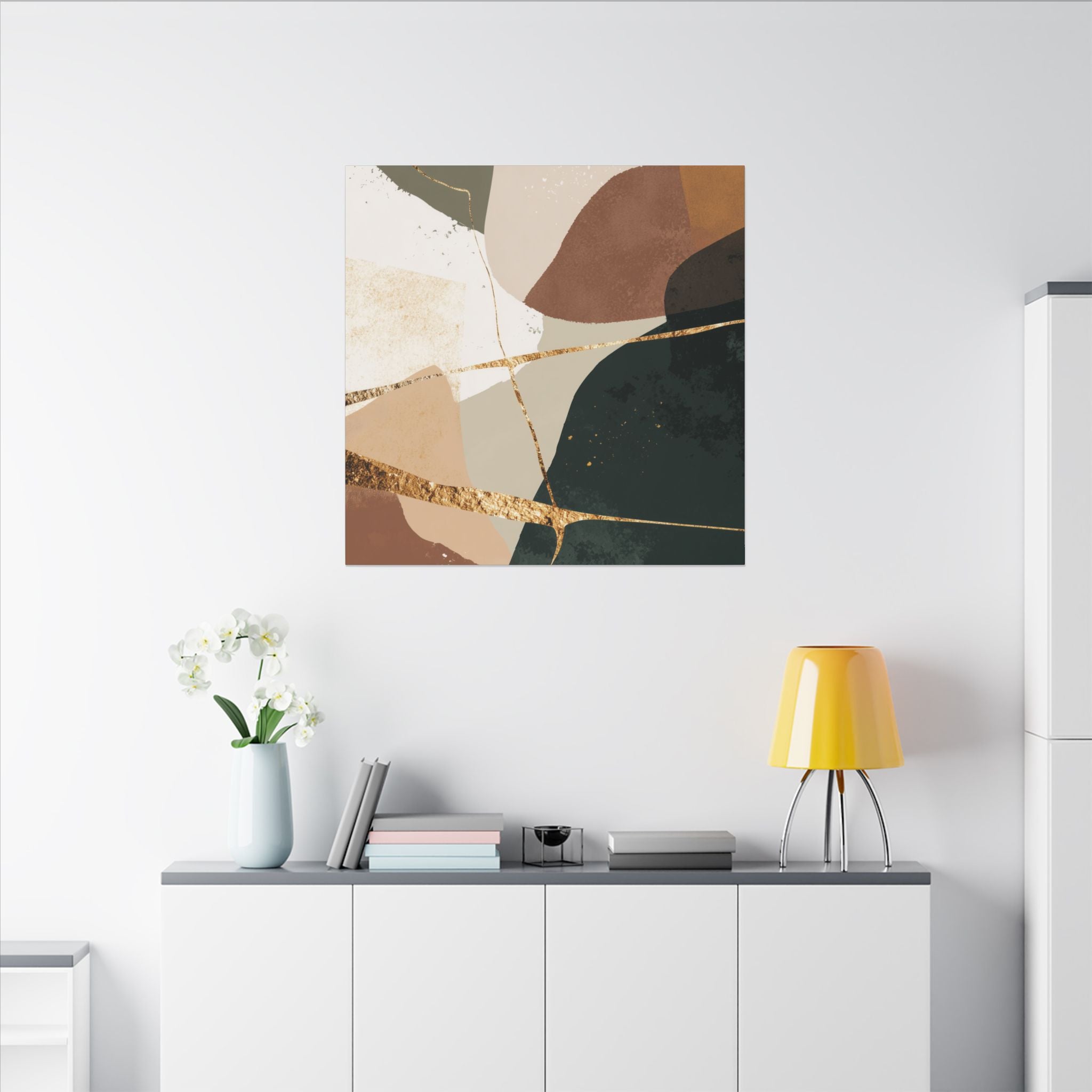 Canvas Print, Abstract Earthy Gold Wall Art, Modern Designer Home Decor, Stretched Matte Canvas; Thick, Multi-Size, Office Decor